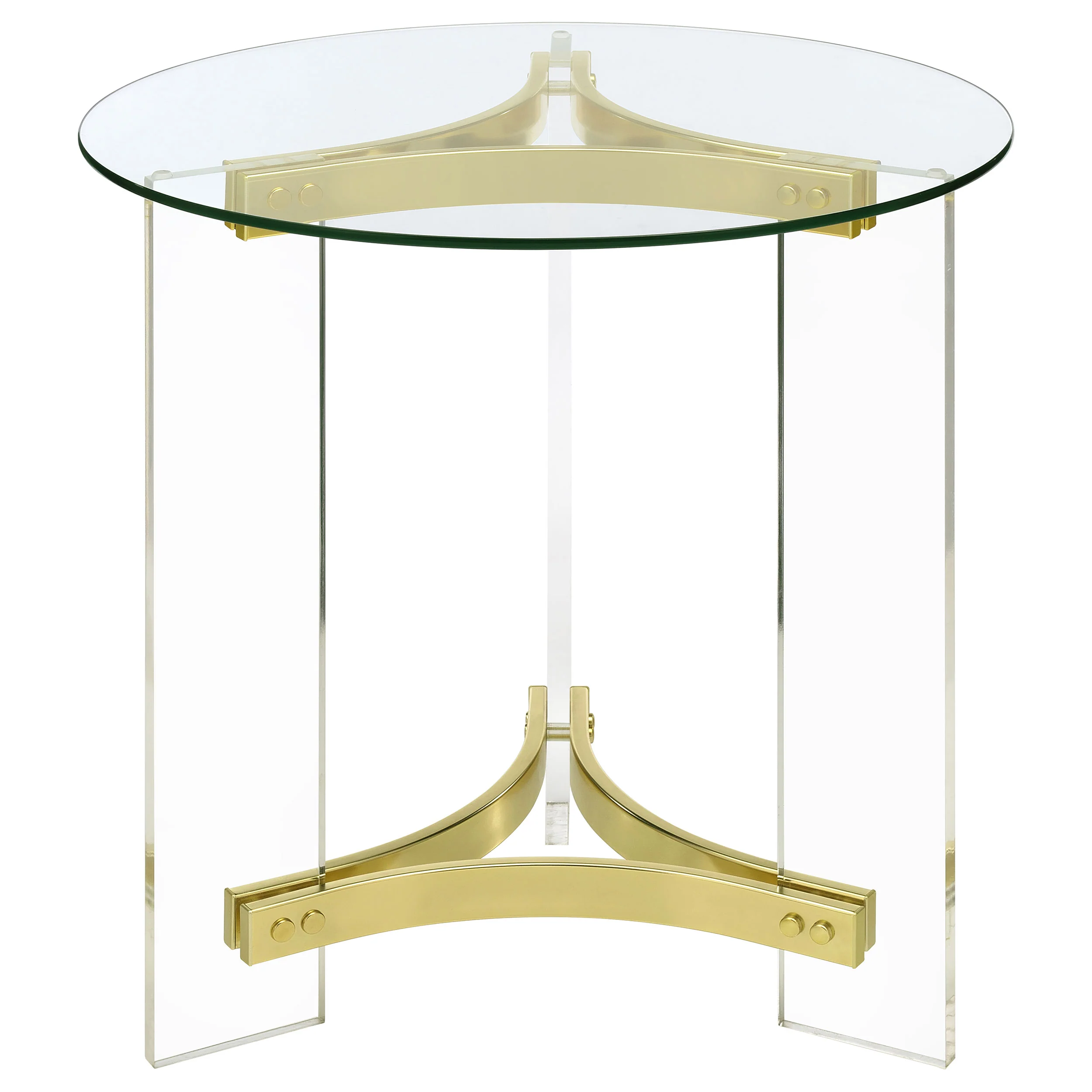 Janessa Round Glass Top Acrylic Leg End Table - Image 2