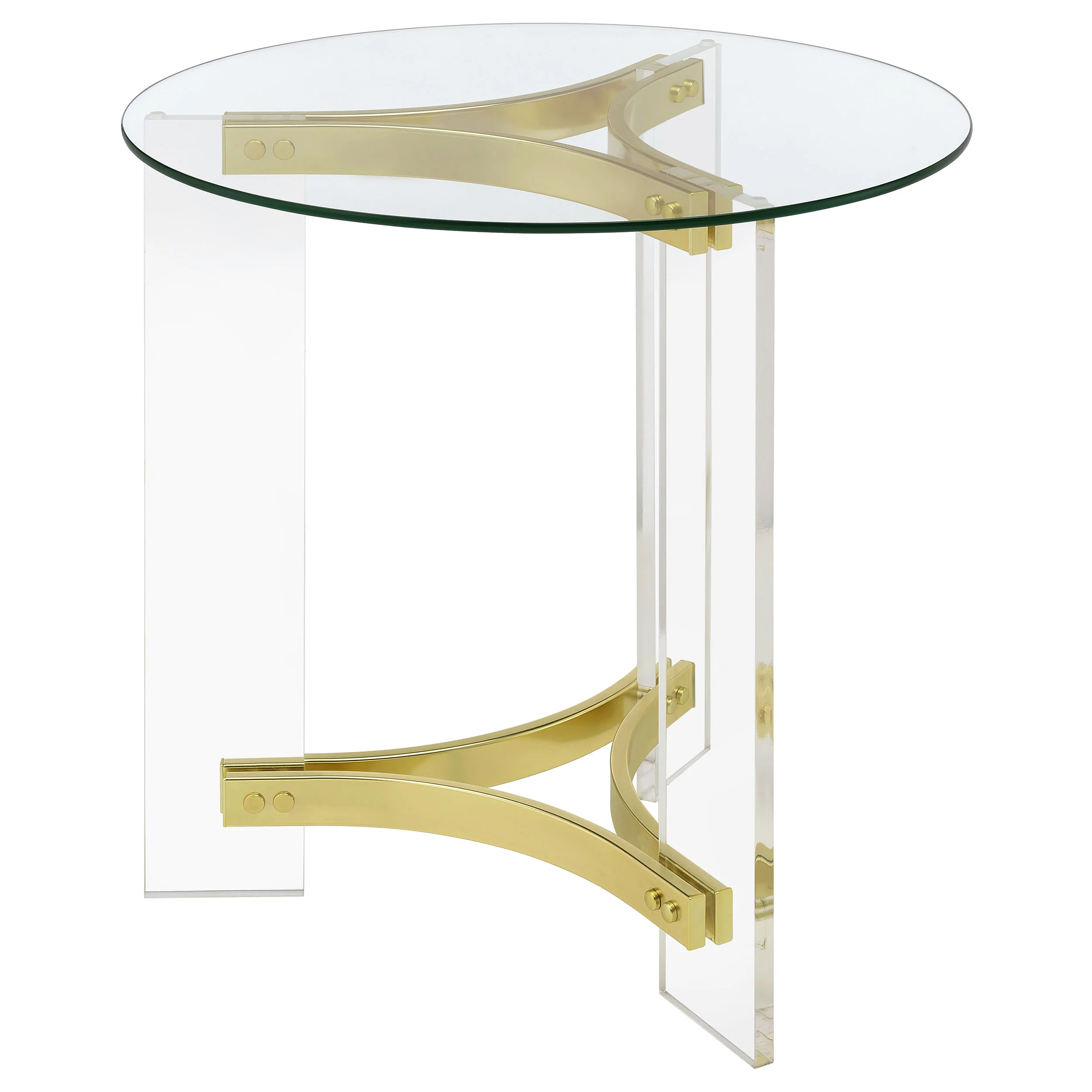Janessa Round Glass Top Acrylic Leg End Table - Image 3