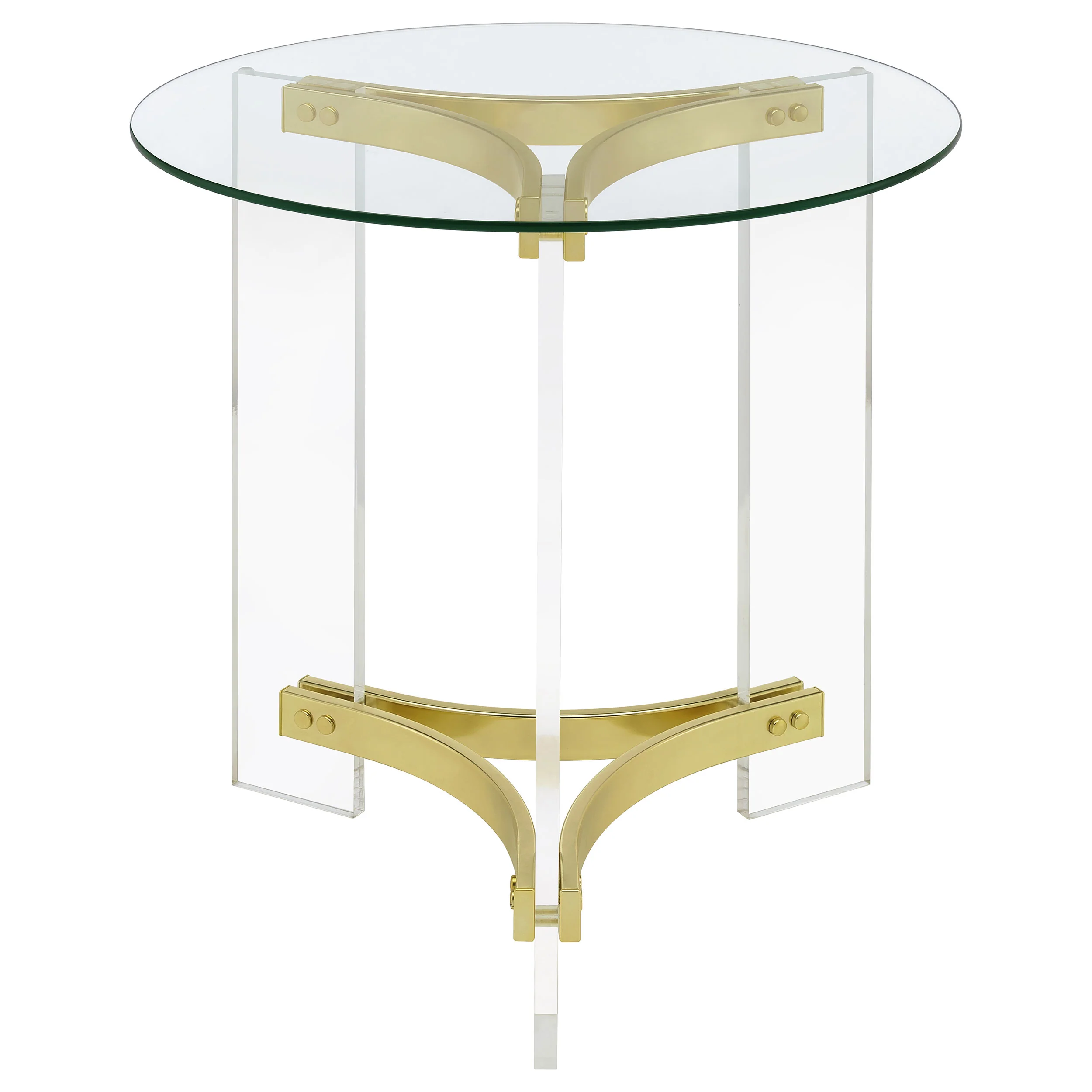 Janessa Round Glass Top Acrylic Leg End Table - Image 5