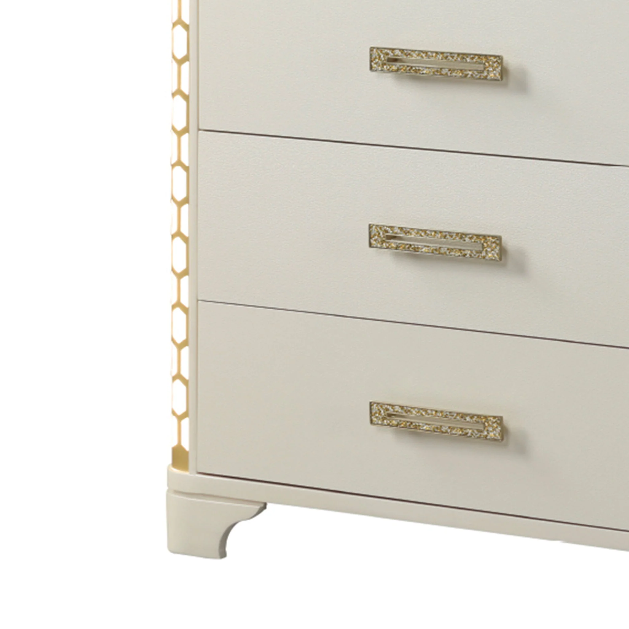Jasmine - 5 Drawer Chest With Side LED Lightning - Beige - Image 5