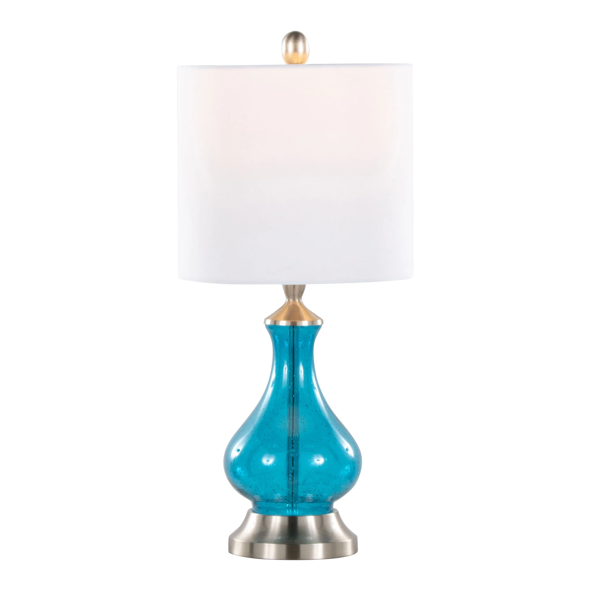 Jasmine - Contemporary Lamp - Clear Sapphire Blue Seeded / Nickel / White - Image 5