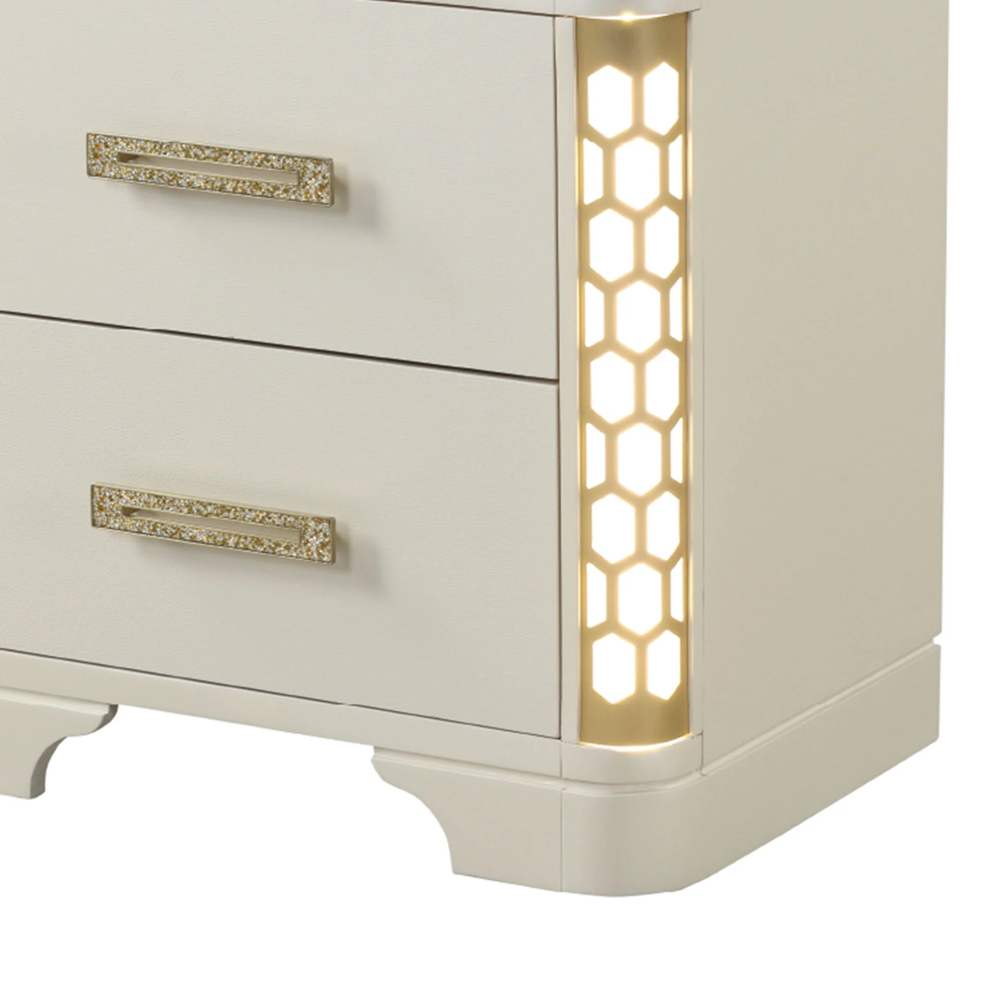 Jasmine - Nightstand With Side LED Lightning - Beige - Image 3