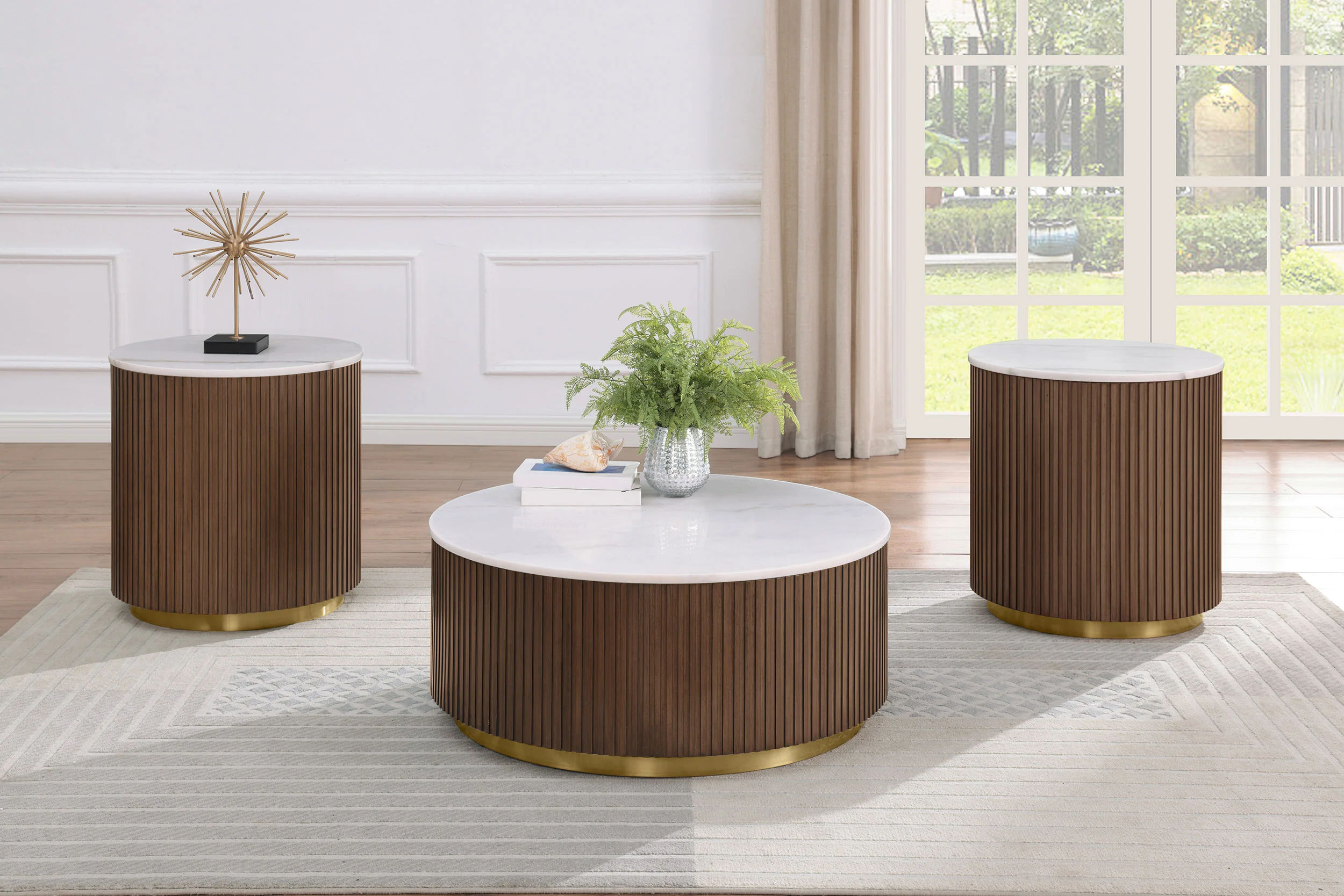 Jason Round White Marble Top Coffee Table - Image 8