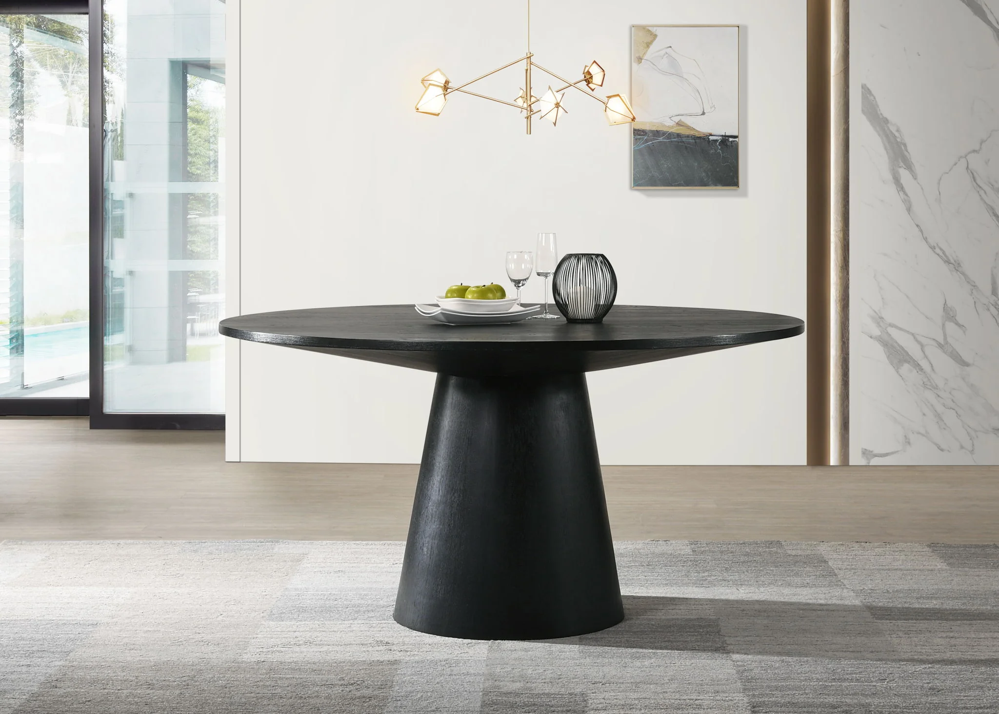 Jasper - 7 Piece Round Dining Room (Set of 7) - Ebony Black - Image 3
