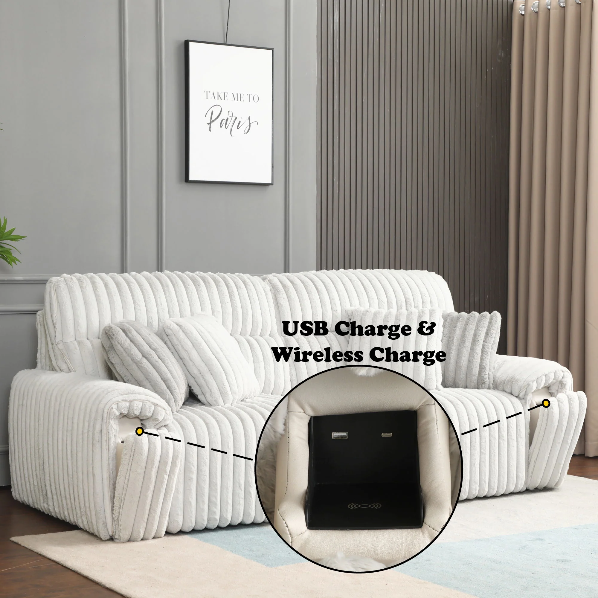 Jaya - Power Motion Sofa With Sleeper & USB Port - Mondo Gray - Image 3