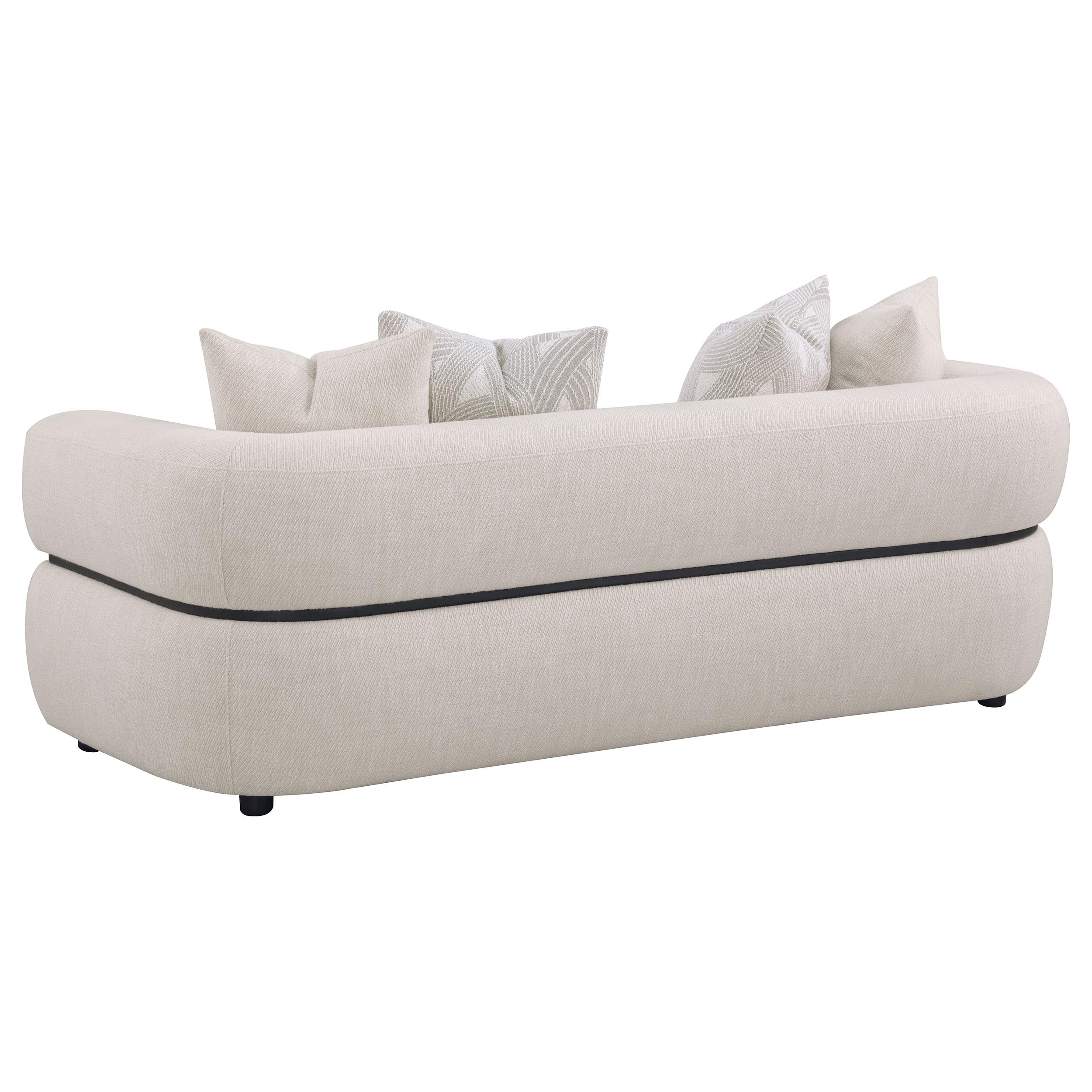 Jeanette 2-Piece Fabric Upholstered Round Arm Sofa Set Beige - Image 3