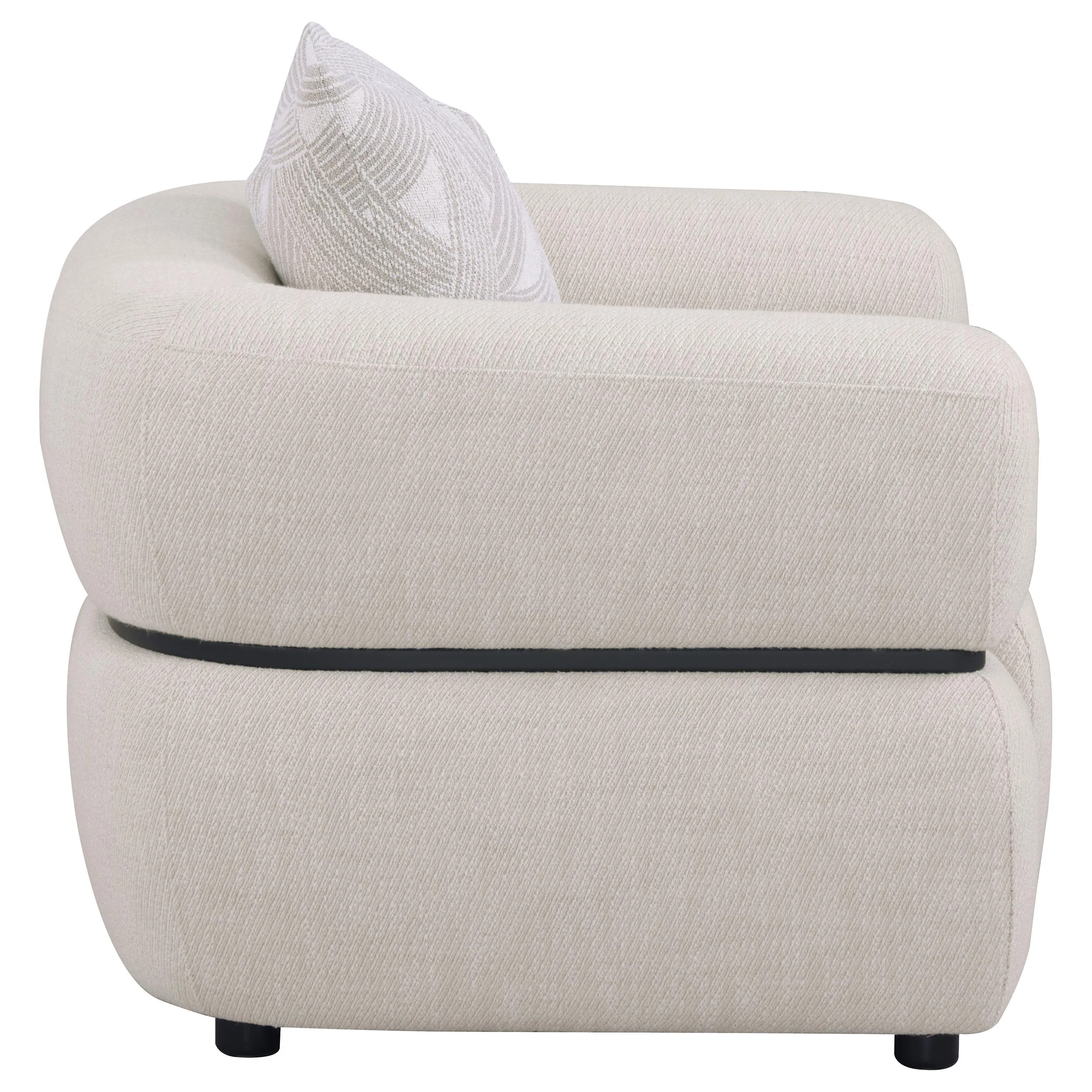 Jeanette Fabric Upholstered Round Arm Accent Chair Beige - Image 7