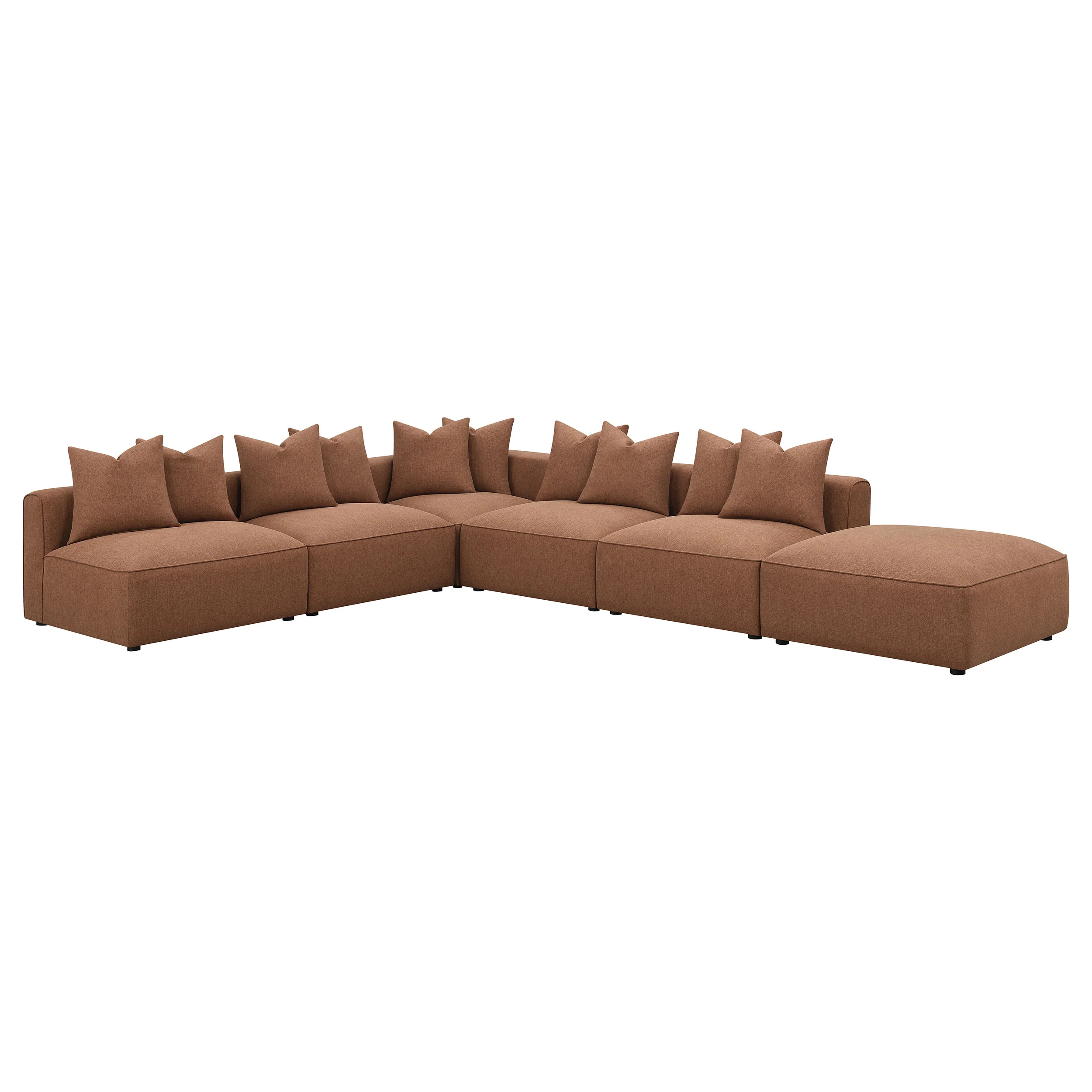 Jennifer Square Upholstered Ottoman in Terracotta - Image 8