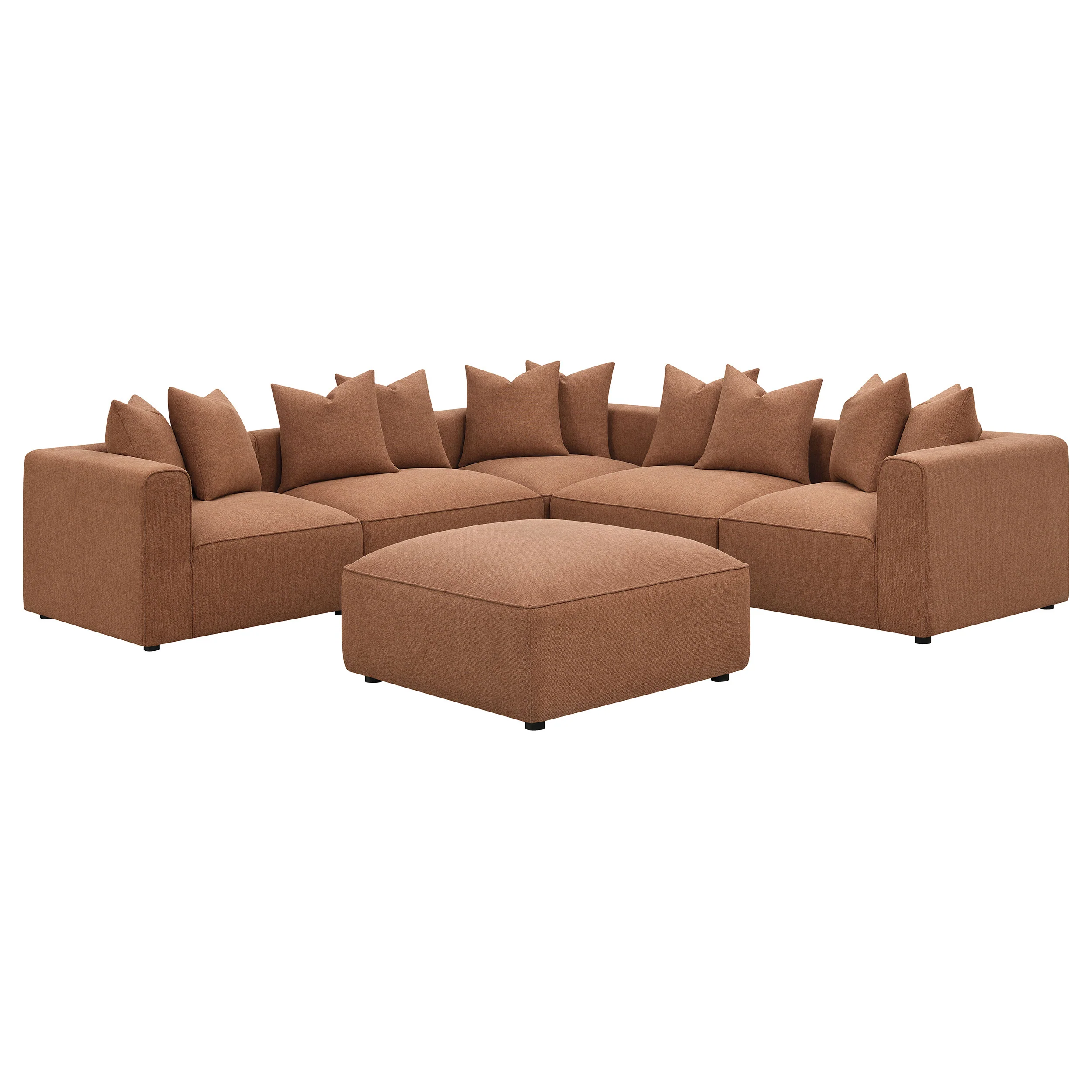Jennifer Square Upholstered Ottoman in Terracotta - Image 9