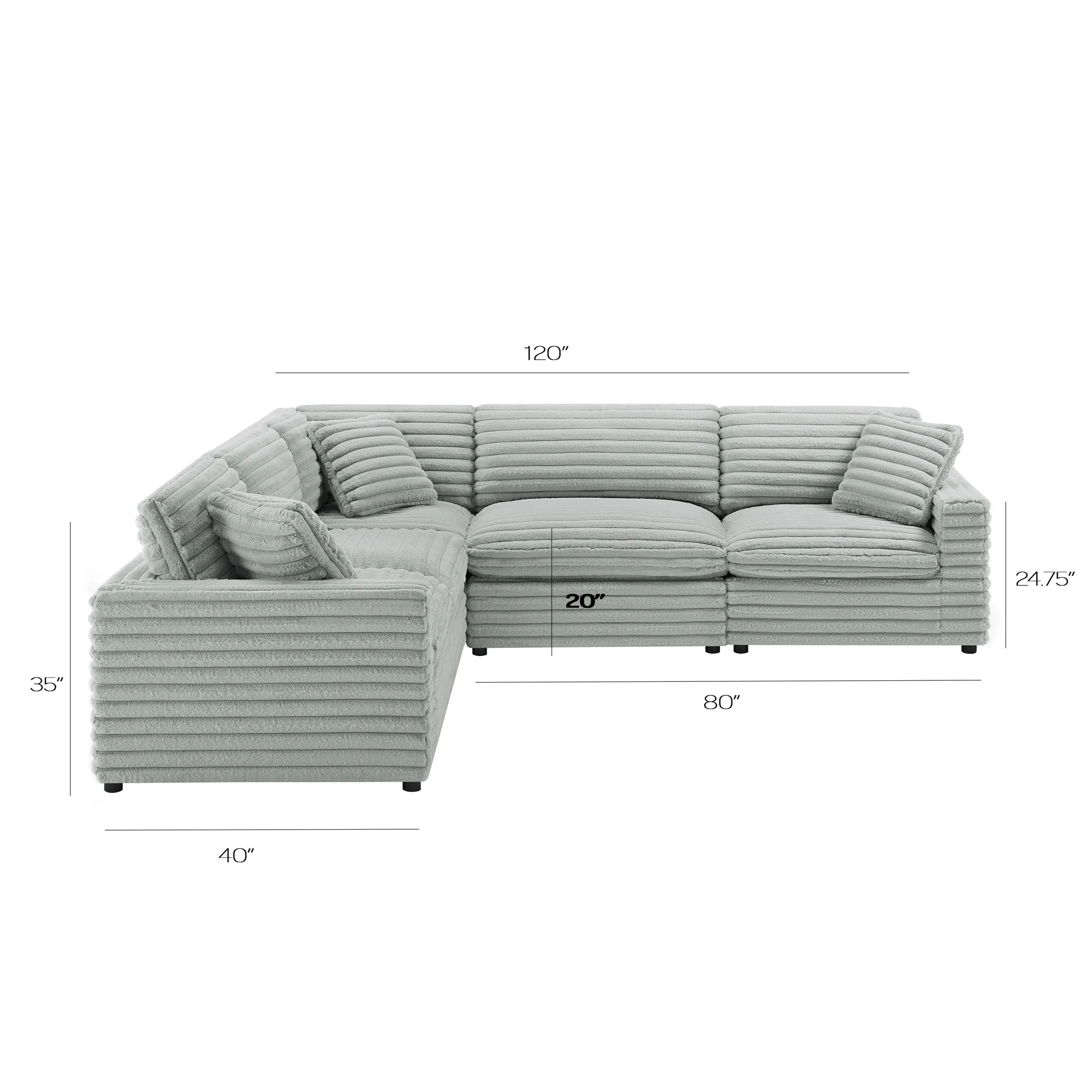 Jenny - 5 Piece Sectional - Gray - Image 4