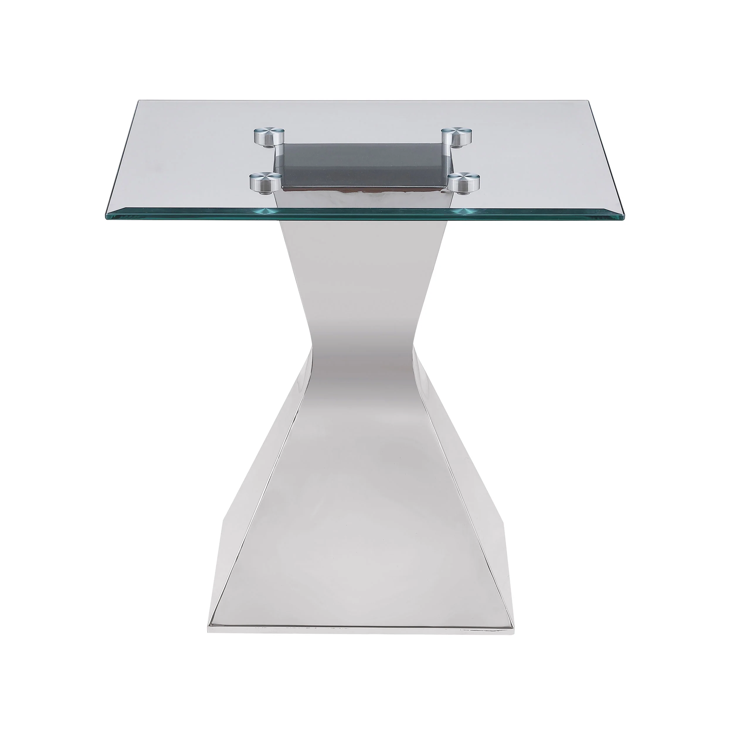 Jenny Glass Top Stainless Steel Side End Table - Image 4