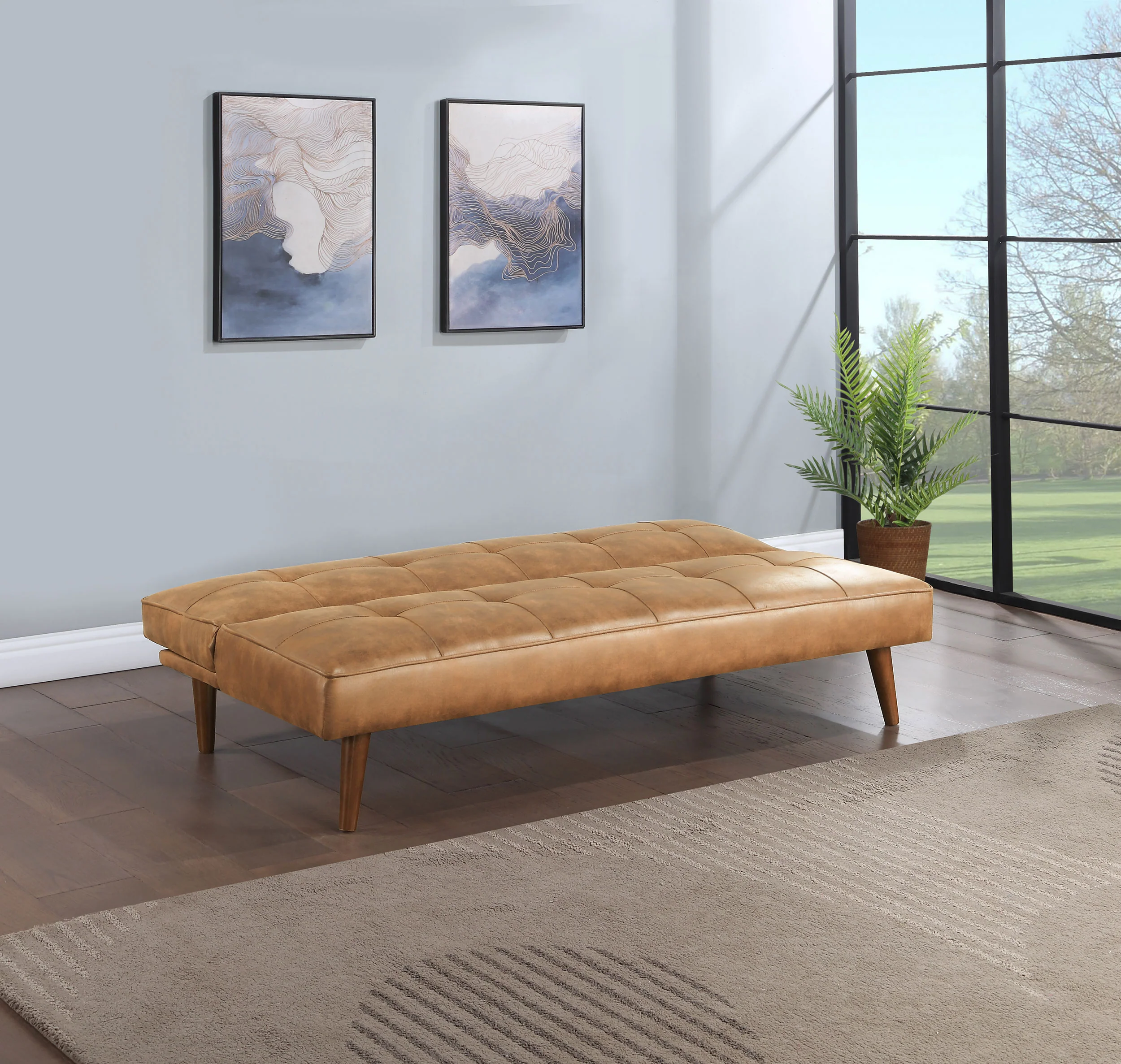 Jenson Upholstered Tufted Convertible Sofa Bed Saddle Brown - Image 4