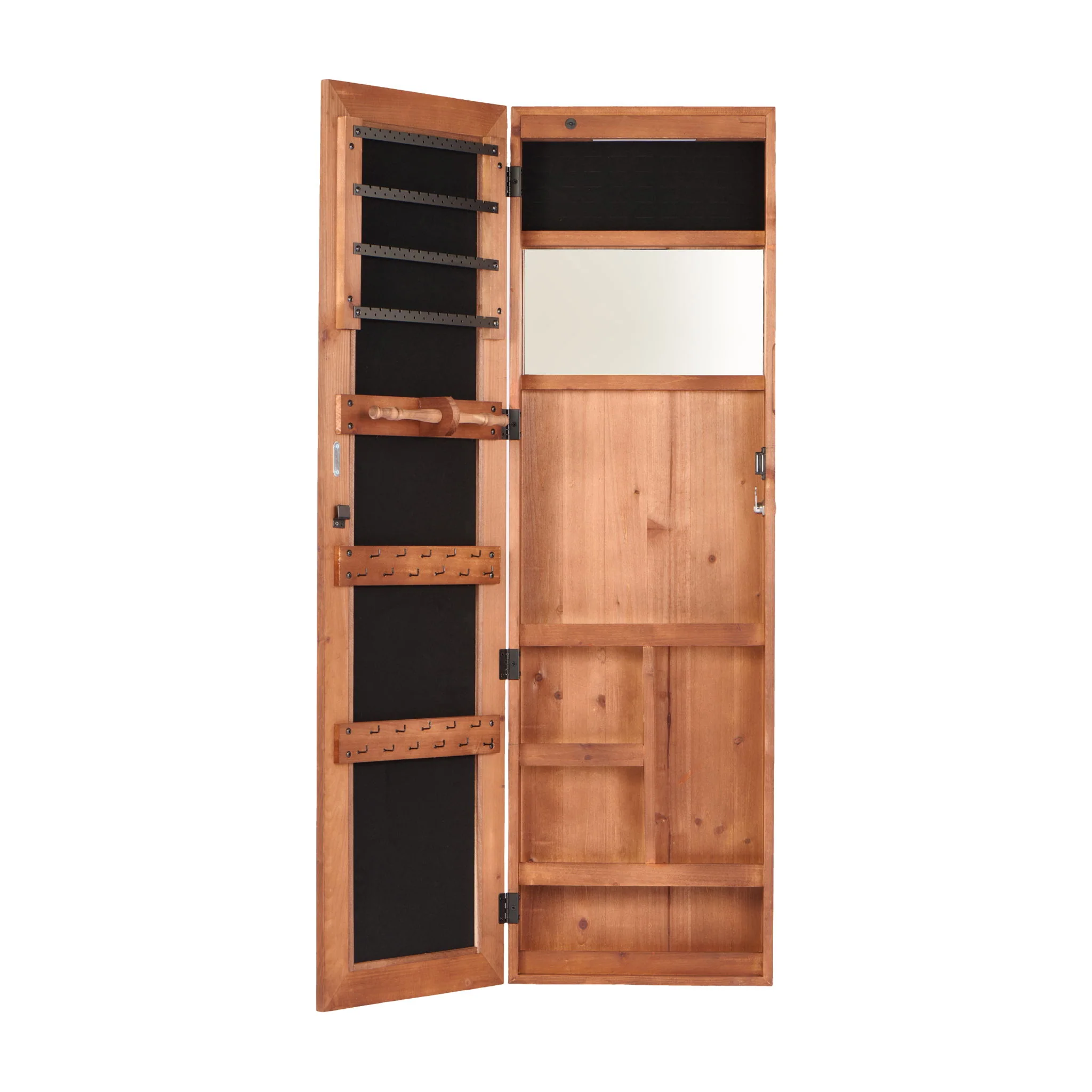 Jewelry Armoire Organizer With Full Length Mirror, Wall Mounted Lockable Cabinet With LED Light - Image 2