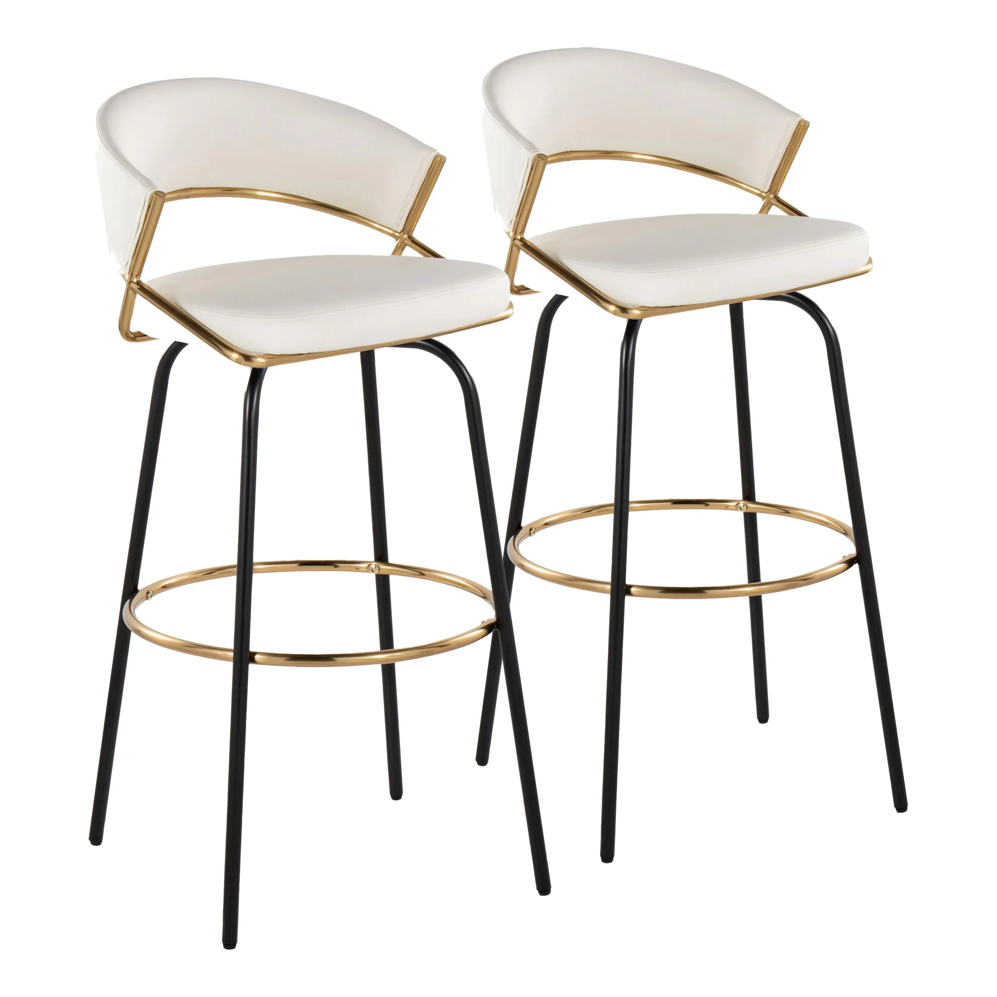 Jie - Fixed Height Contemporary Barstool With Swivel Round Footrest (Set of 2) - Image 2