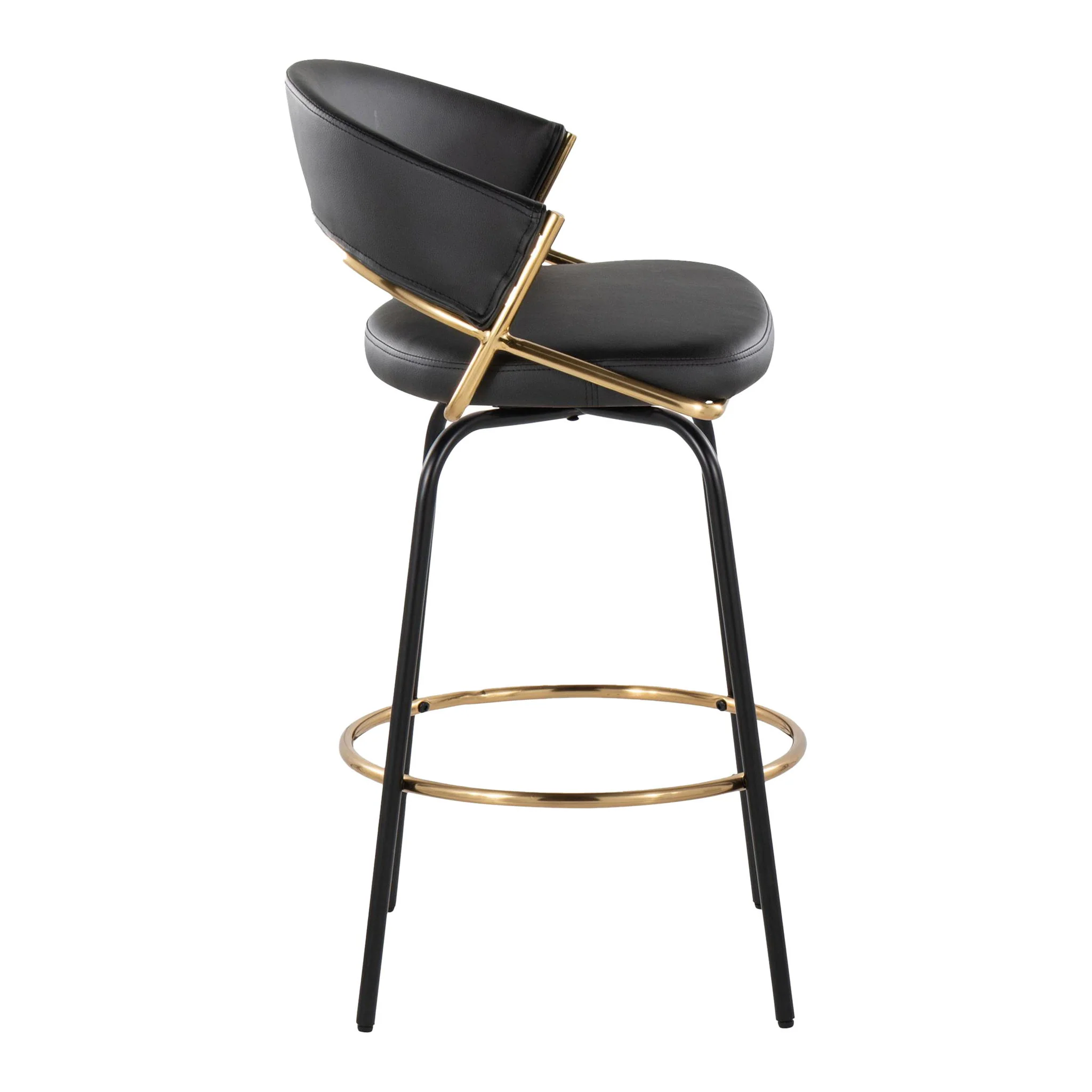 Jie - Fixed Height Contemporary Counter Stool With Swivel Round Footrest (Set of 2) - Image 7