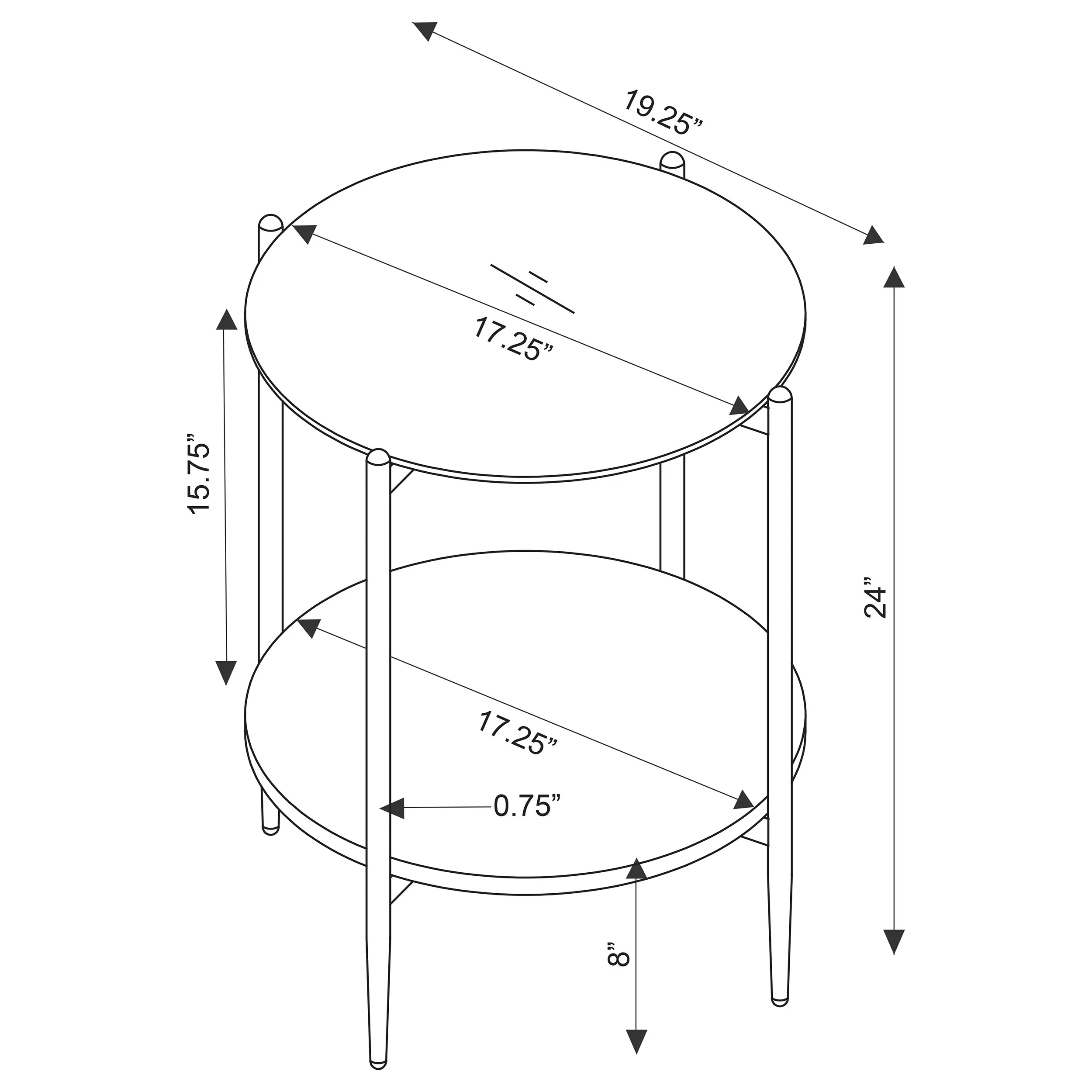 Jonelle Round Glass Top End Table with White Marble Shelf - Image 8