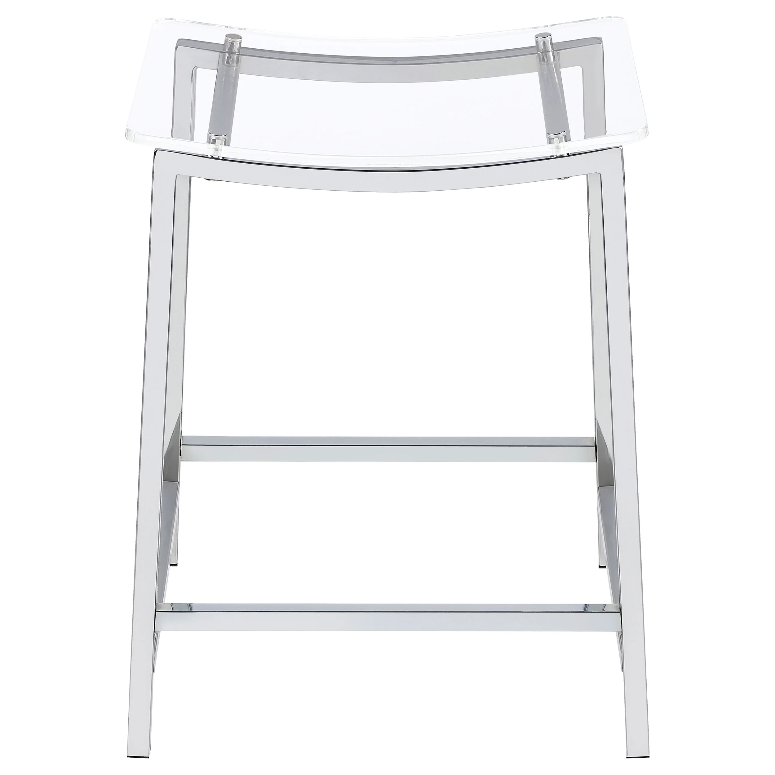 Jovani Acrylic Backless Counter Stool Chrome, Set of 2 - Image 2