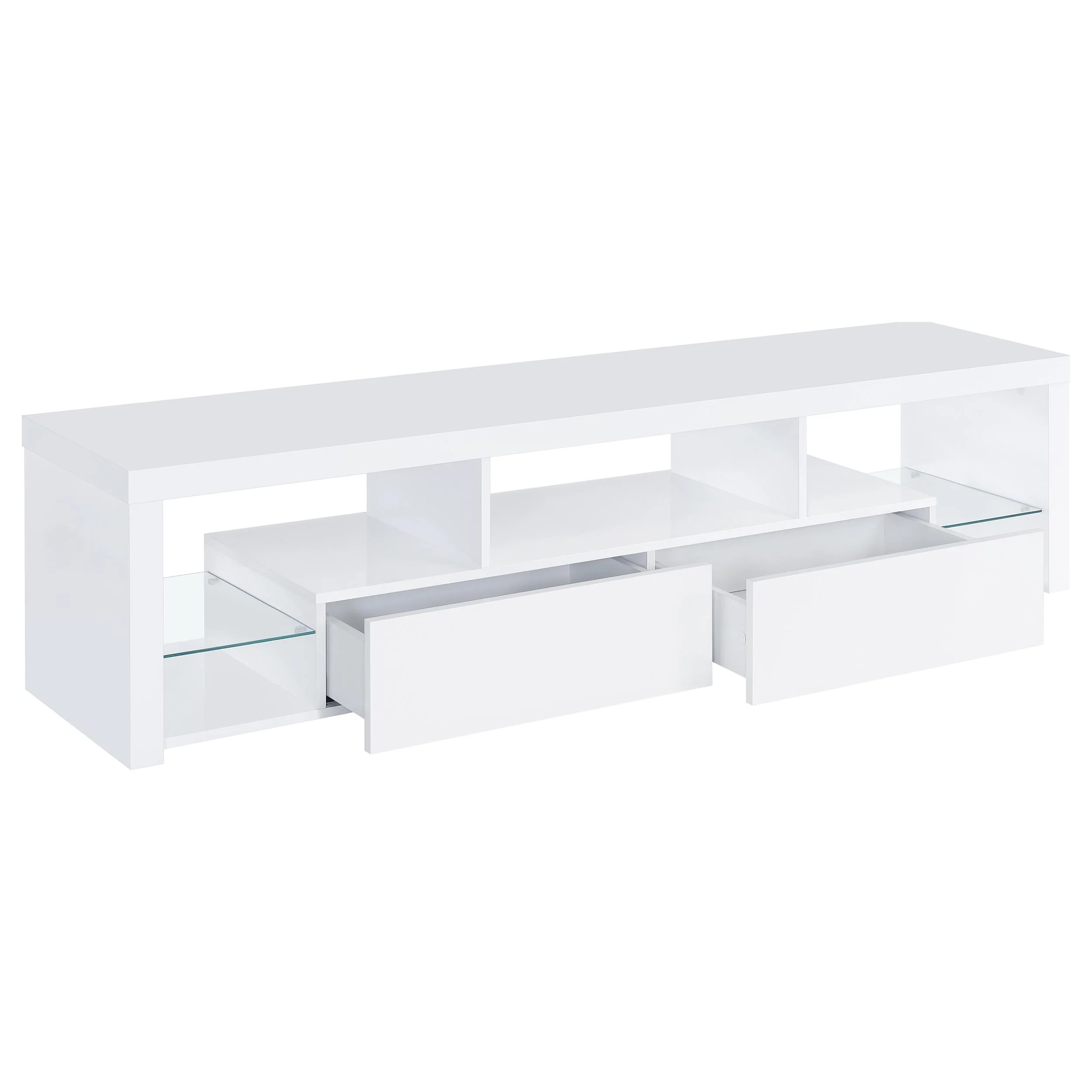 Jude 2-Drawer TV Stand, 71-Inch, High Gloss White - Image 5