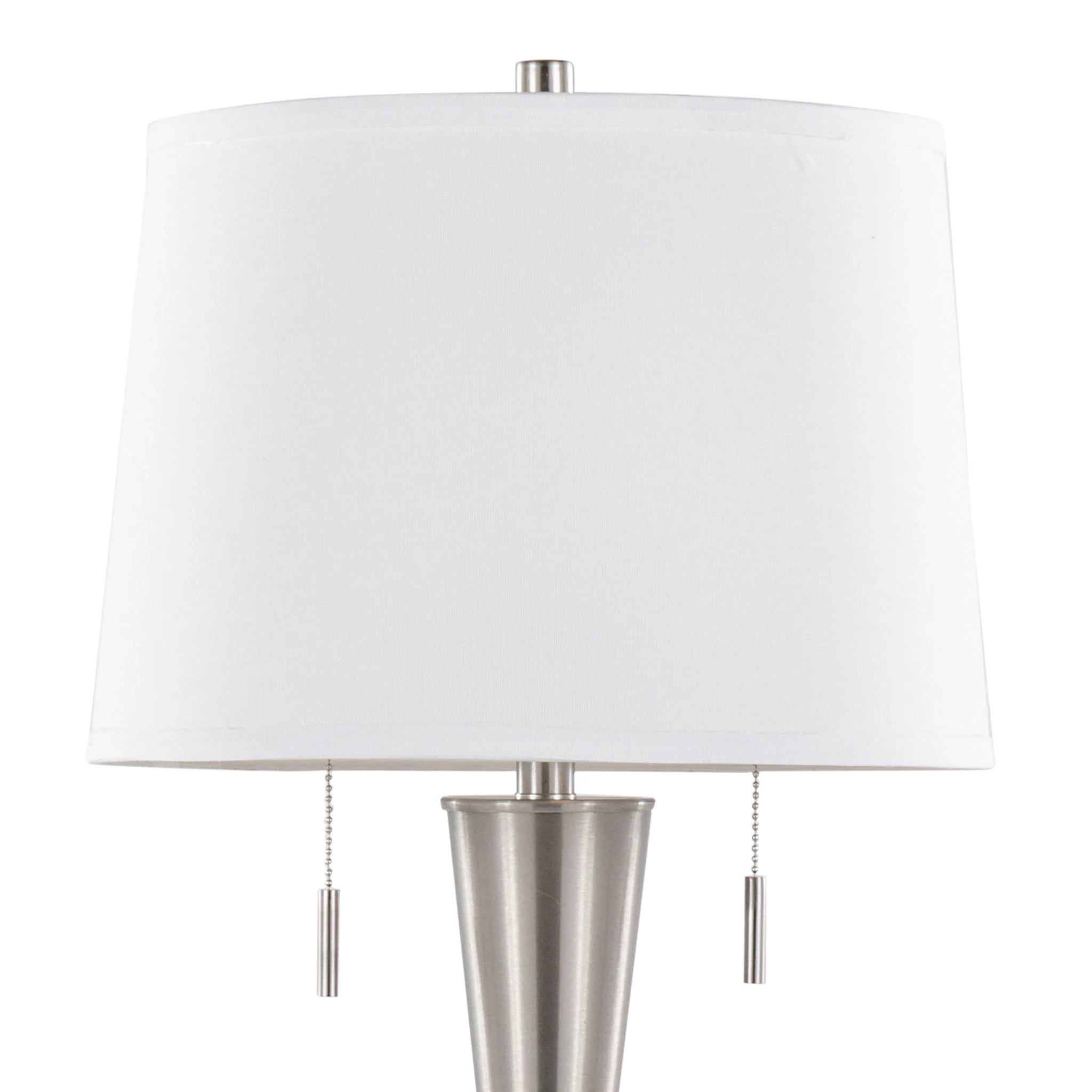 Jules - Contemporary Table Lamp Built In USB Port (Set of 2) - Nickel / White - Image 3