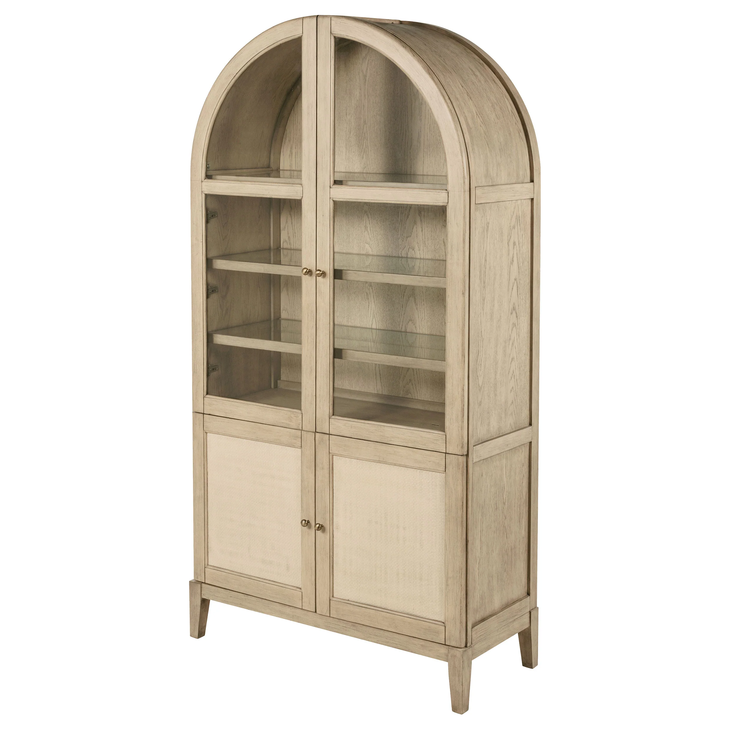 Kailani 4-Door Cane Dining Vitrine Cabinet - Beige Oak - Image 2