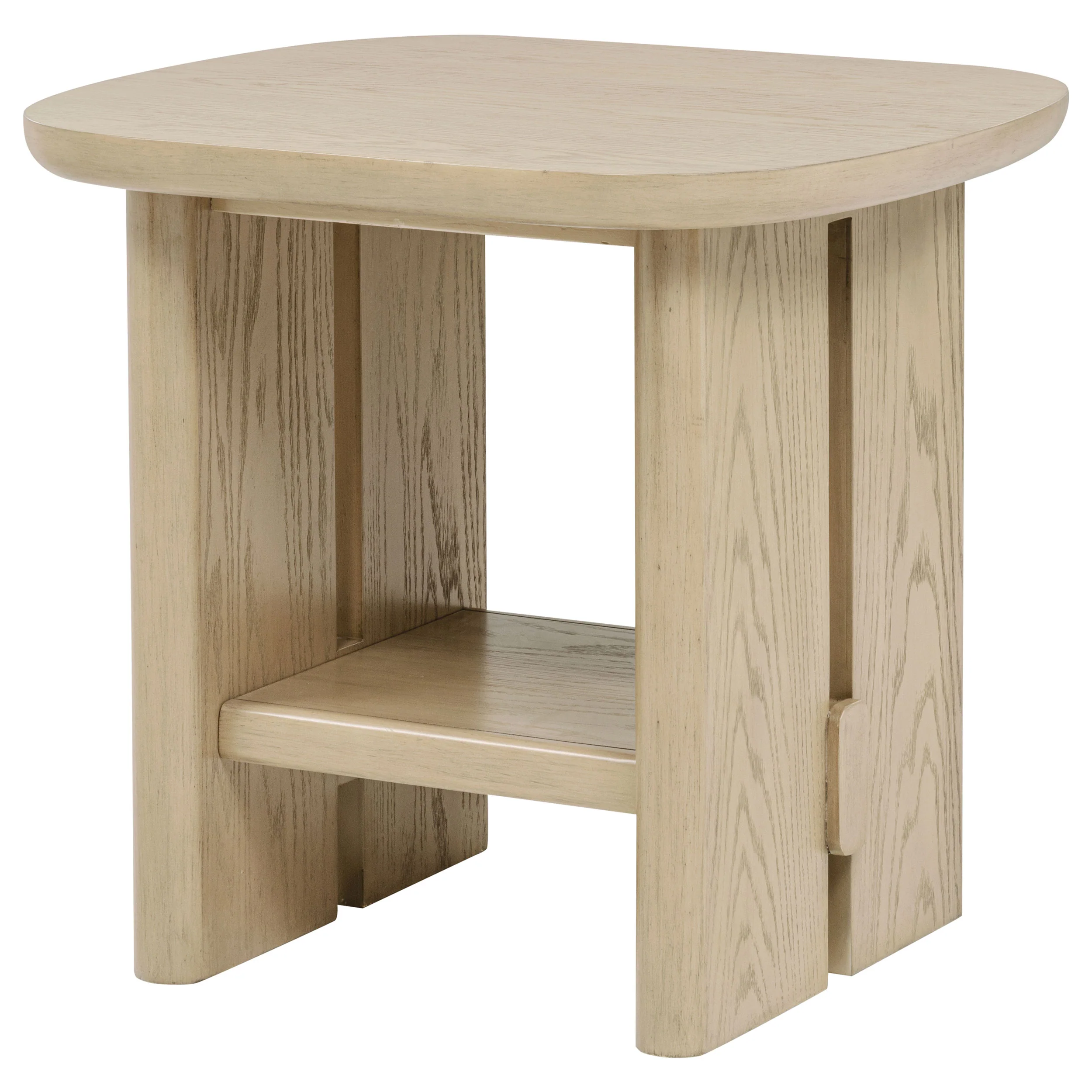 Kailani Coastal Square End Table with Shelf, Beige Oak - Image 4