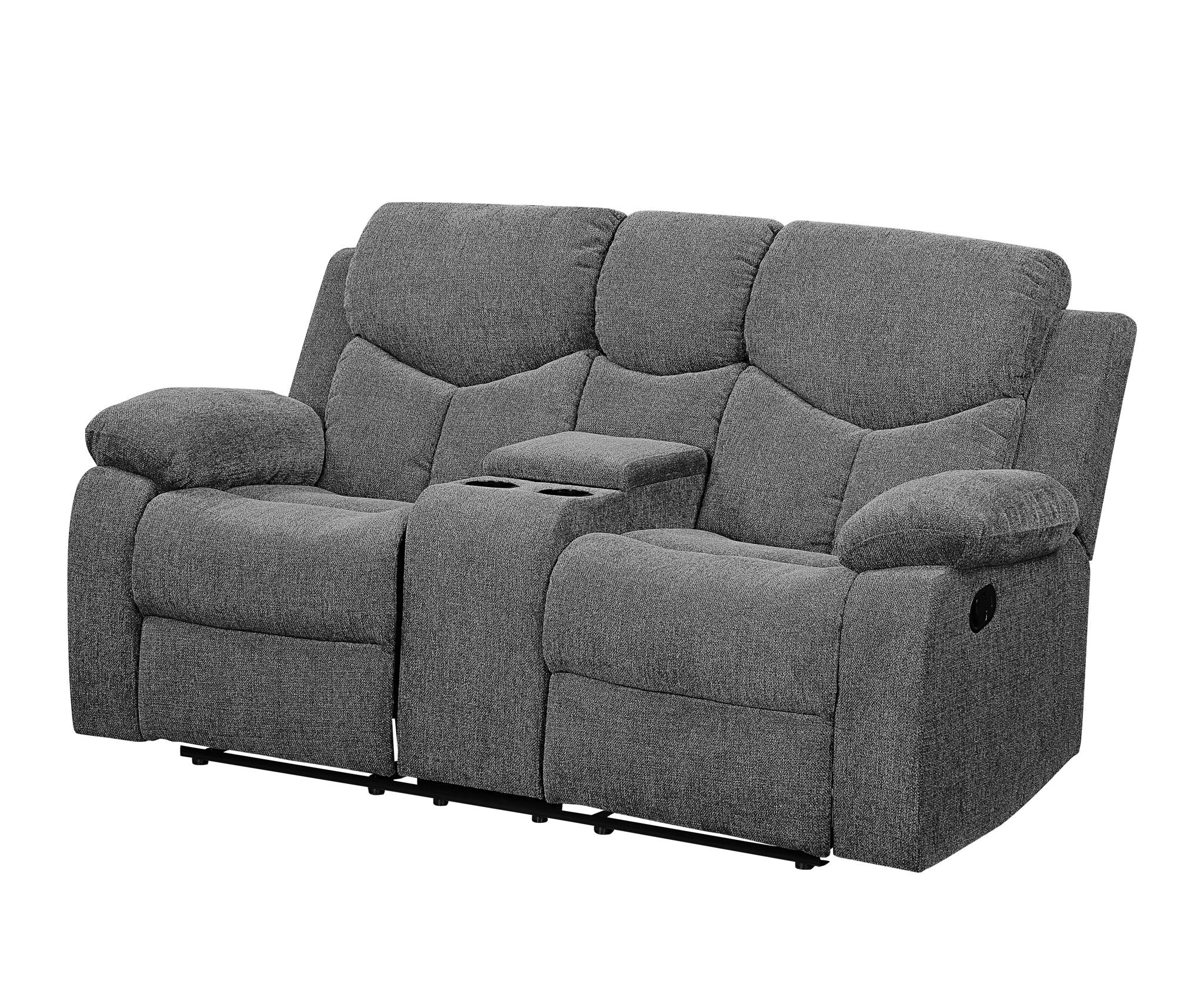 Kalen - Chenille Loveseat With Console - Gray - Image 6
