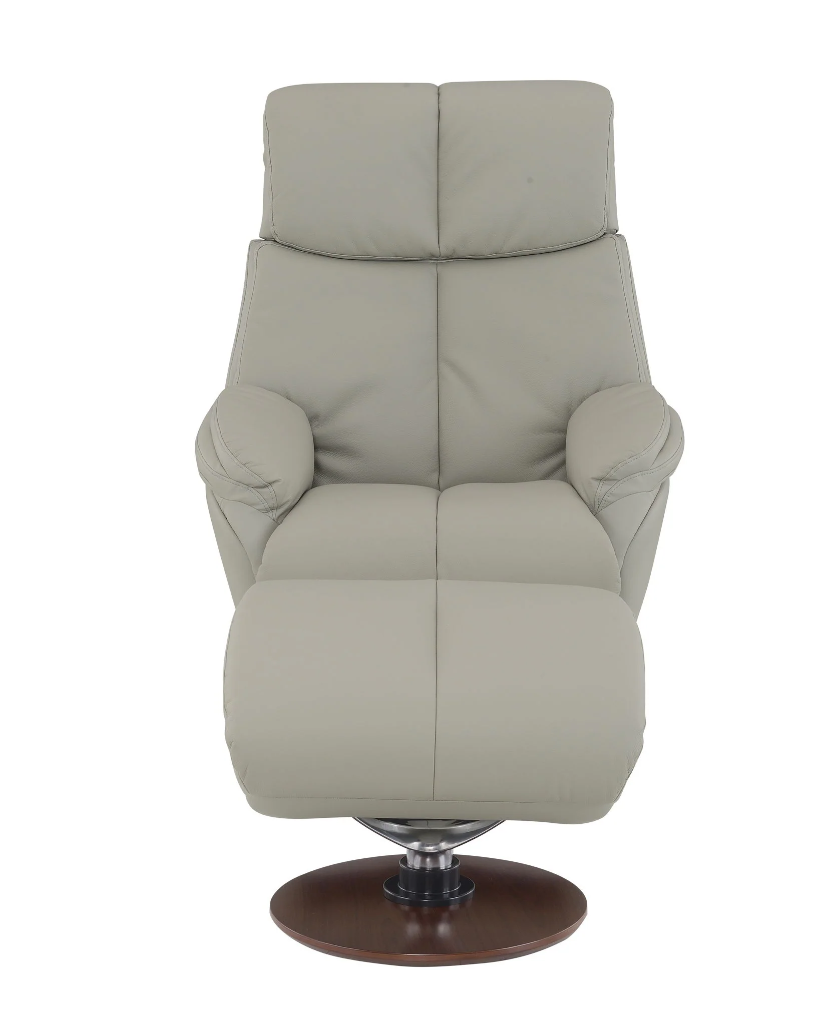Kandoro - Top Grain Leather Accent Chair With Swivel & Ottoman - Gray - Image 6