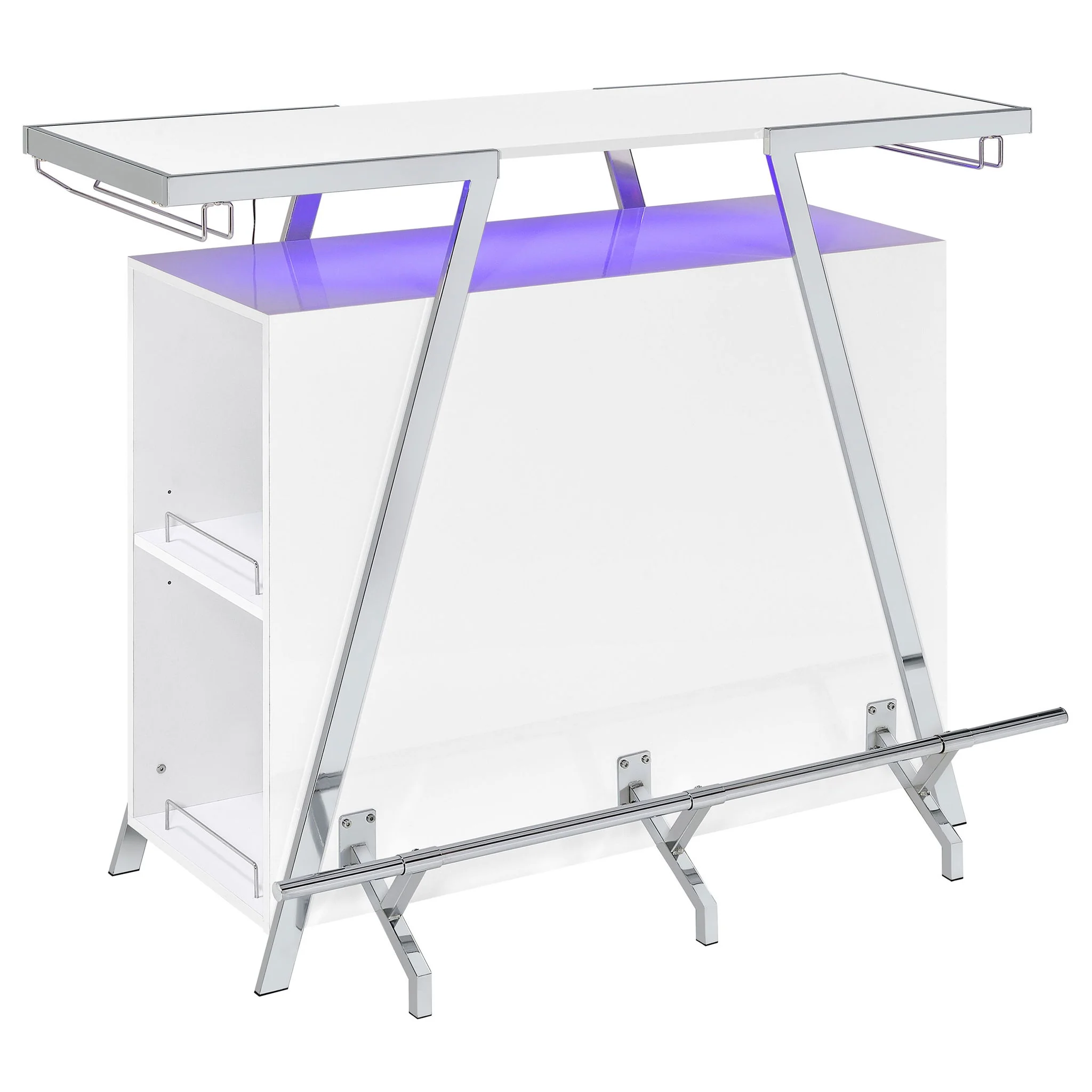Katia - Wine Cabinet With LED Home Bar, 12 Bottle Storage - Gloss White - Image 9
