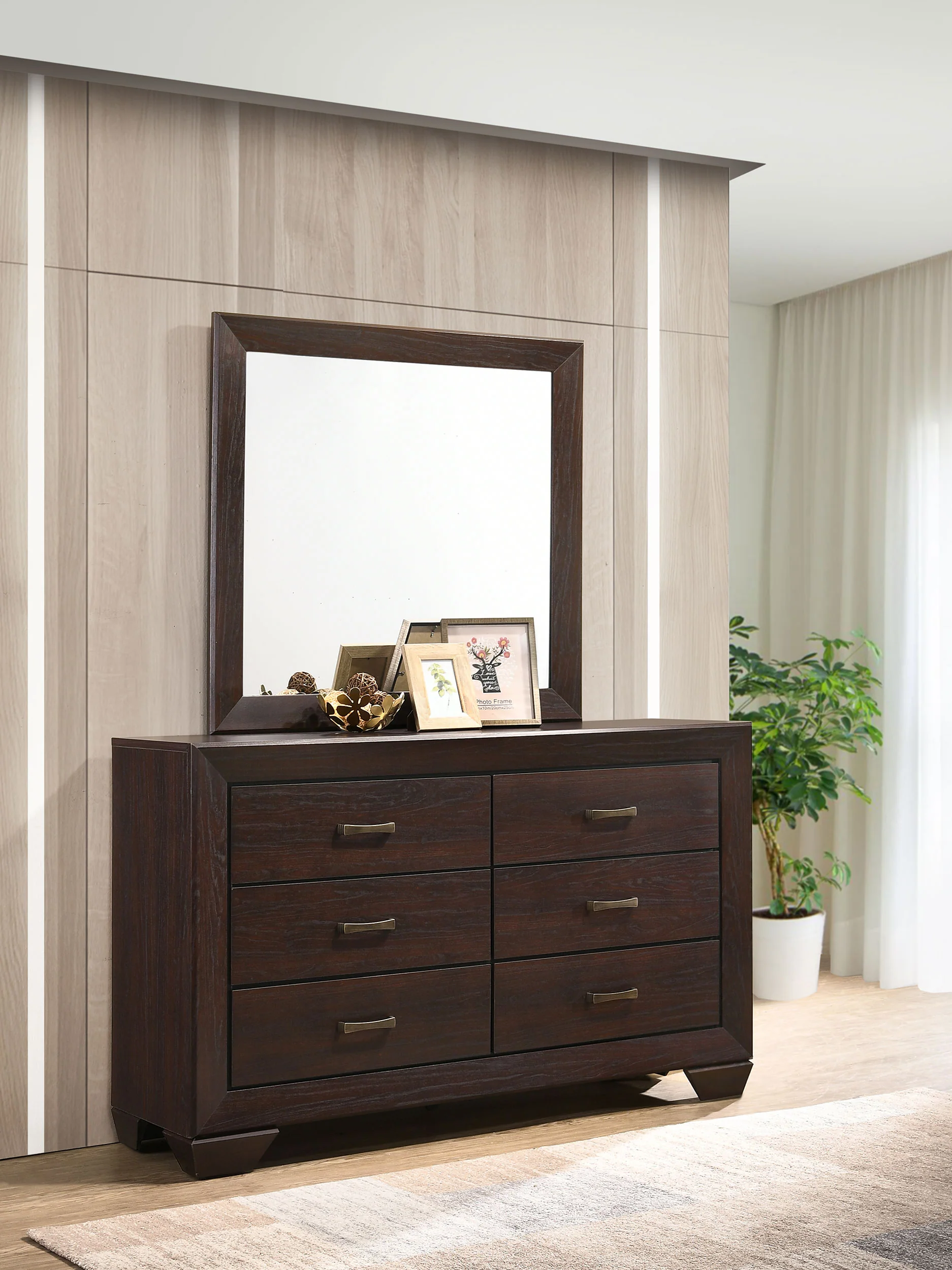 Kauffman 6-Drawer Dresser with Mirror - Dark Cocoa - Image 4