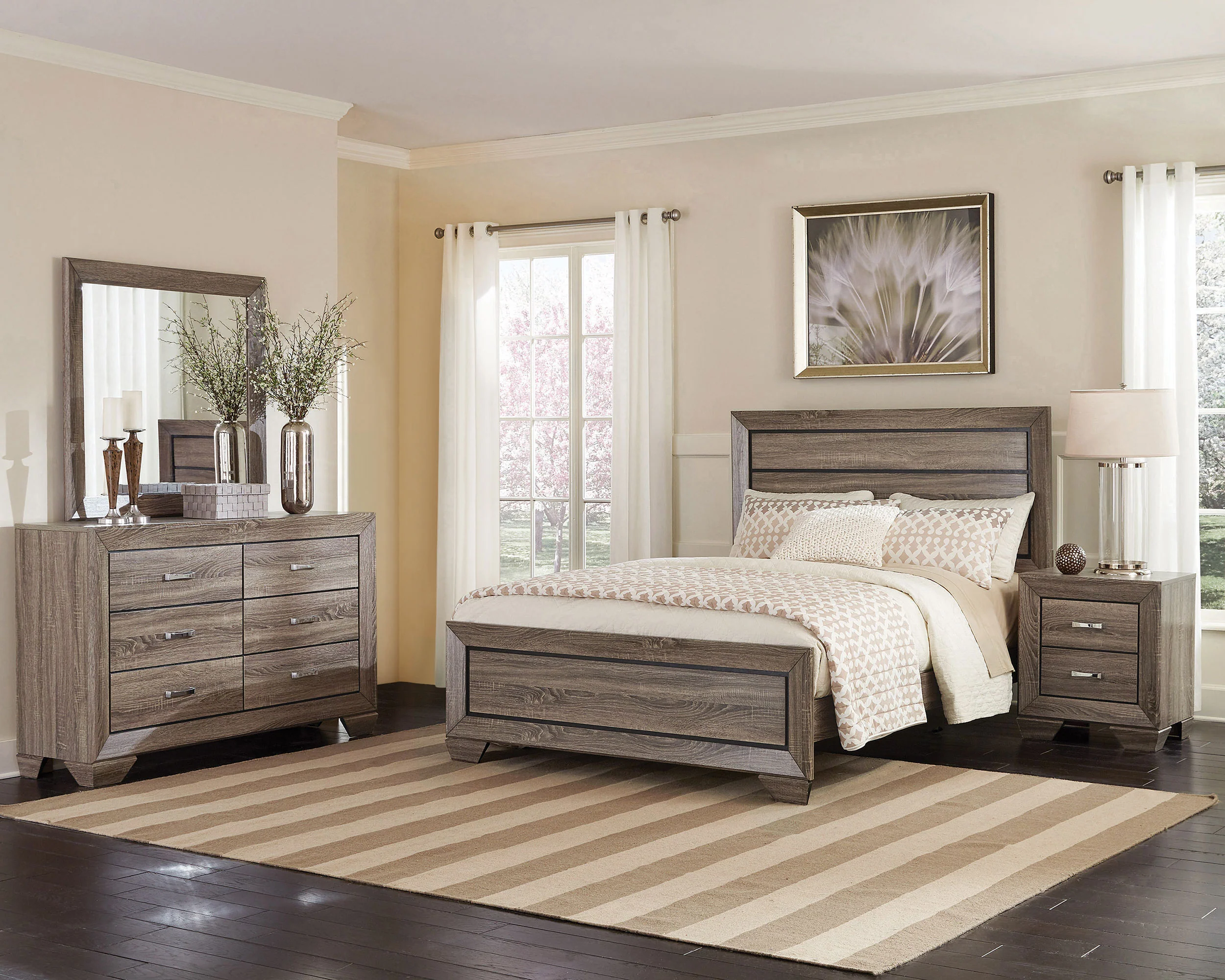 Kauffman Wood California King Panel Bed in Washed Taupe - Image 8