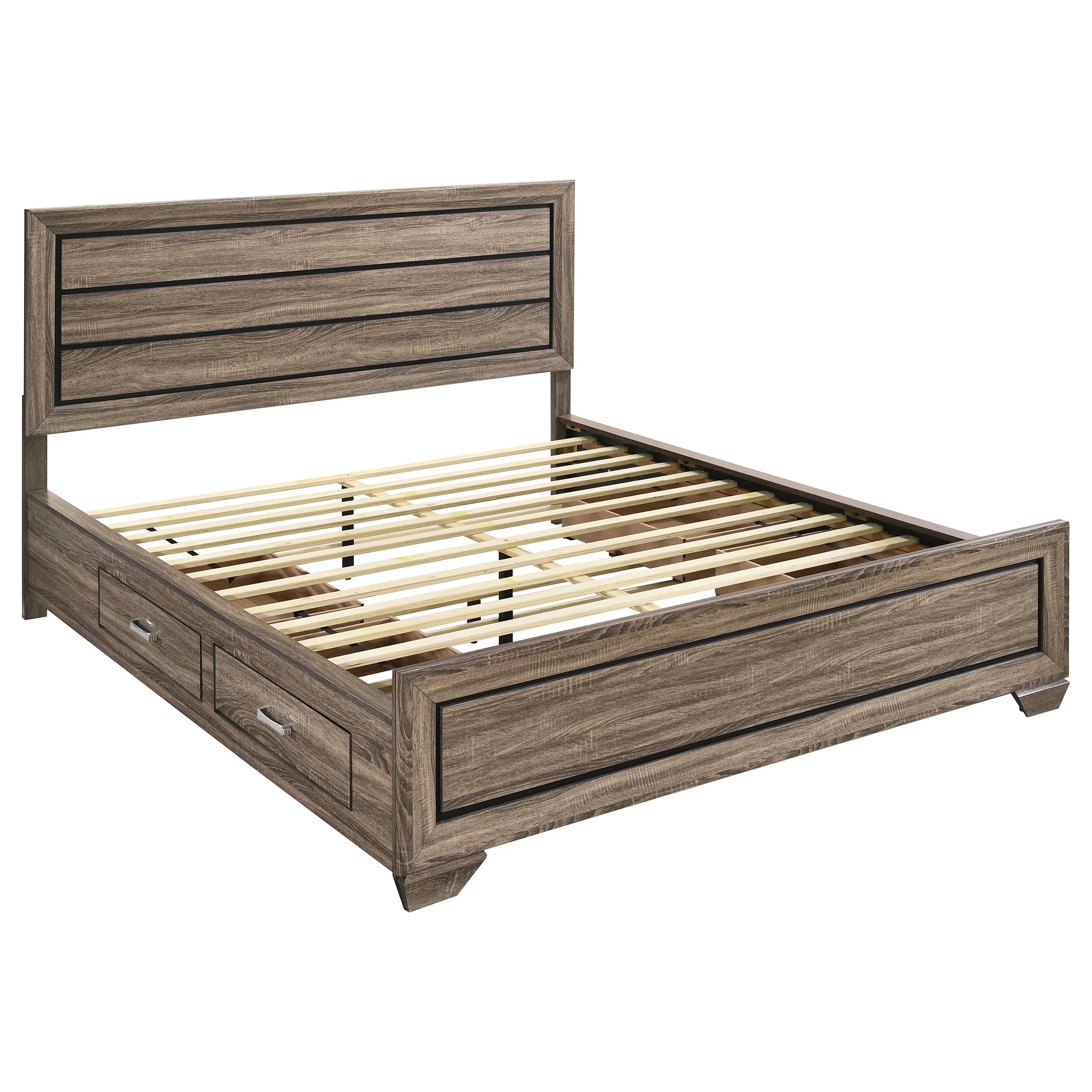 Kauffman Wood California King Storage Panel Bed Washed Taupe - Image 5