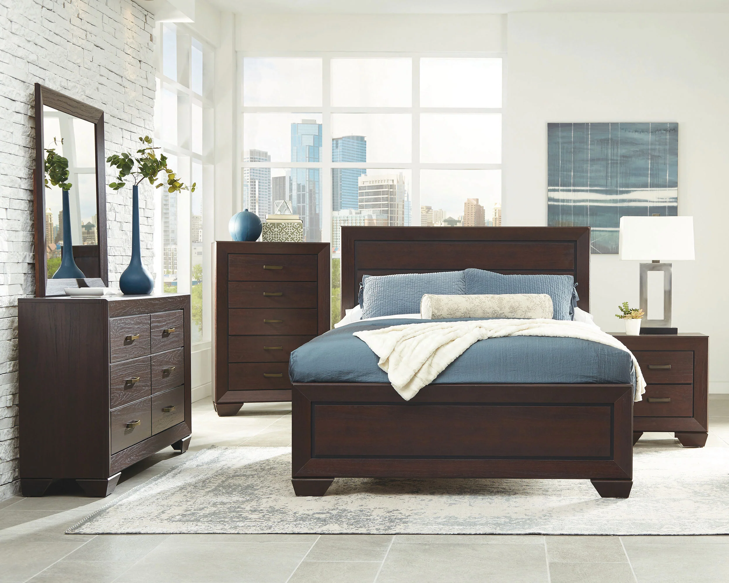 Kauffman Wood Eastern King Panel Bed Dark Cocoa - Image 7