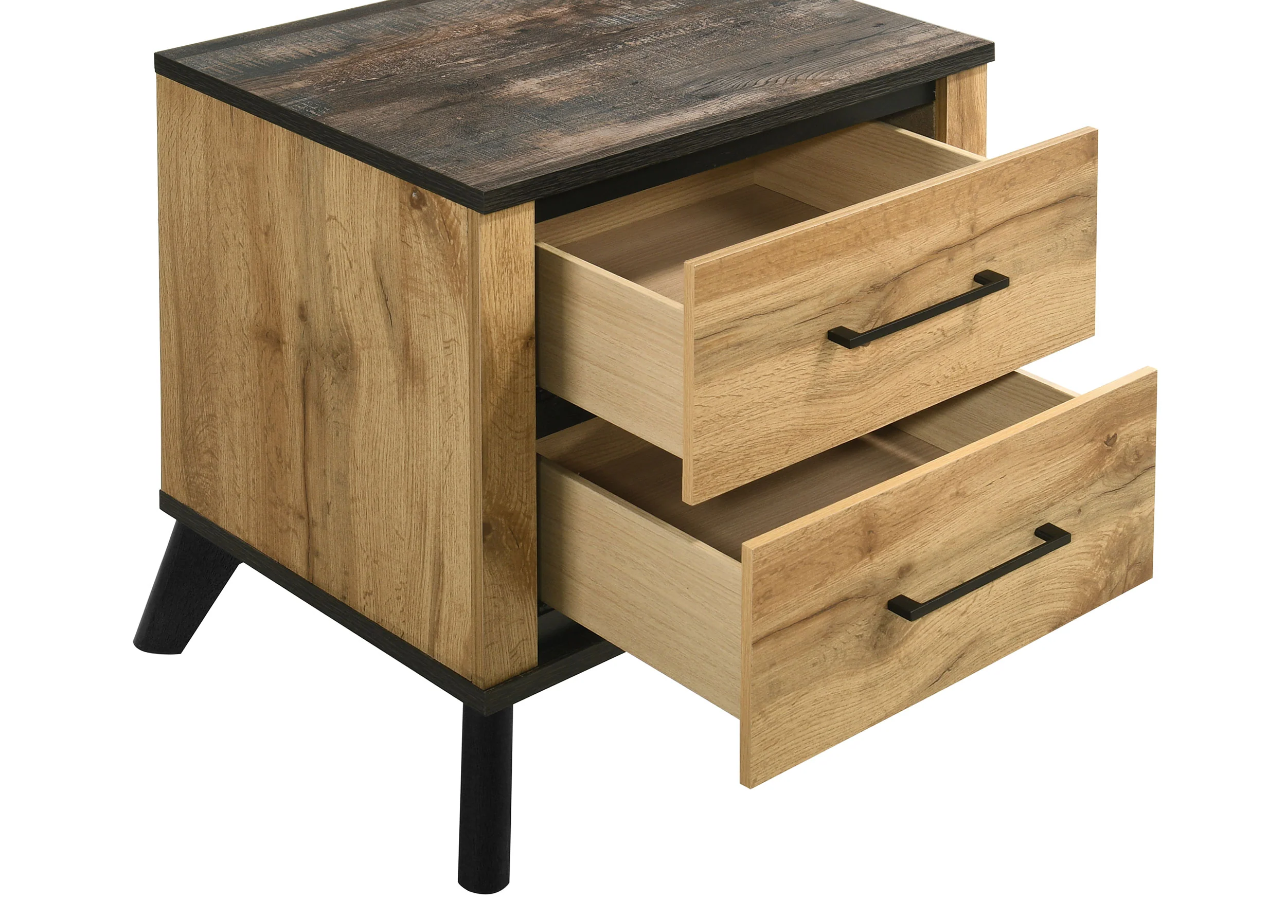 Kaywood 2-Drawer Nightstand - Weathered Brown & Natural Pine - Image 7