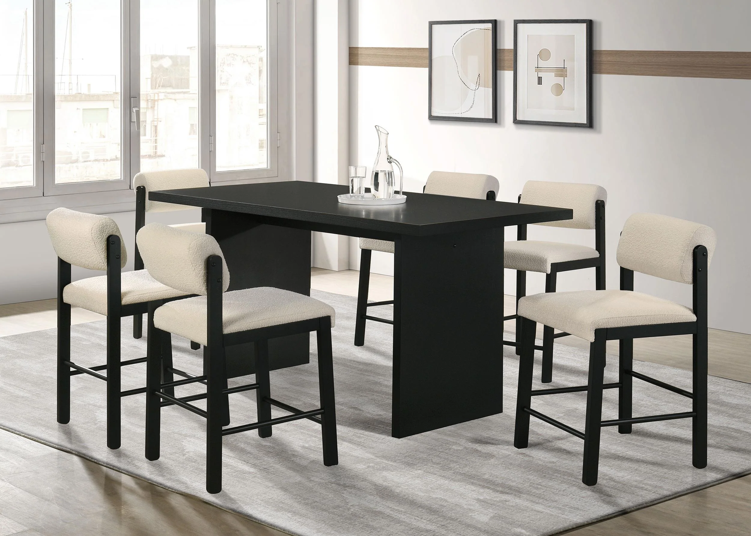 Kehoe Upholstered Counter Height Chair Cream and Black (Set of 2) - Image 6
