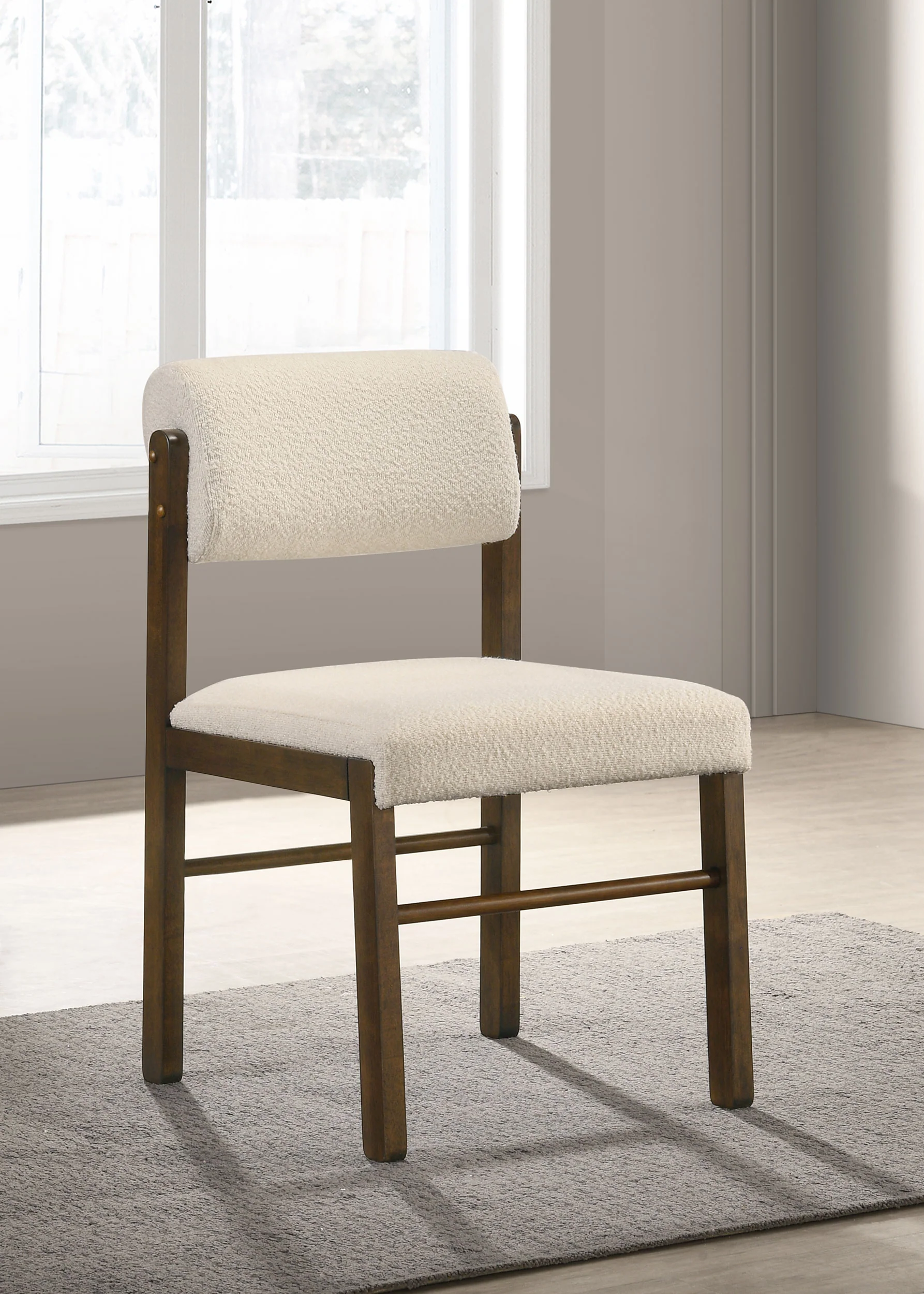 Kehoe Upholstered Dining Side Chair Cream and Walnut Set of 2 - Image 3
