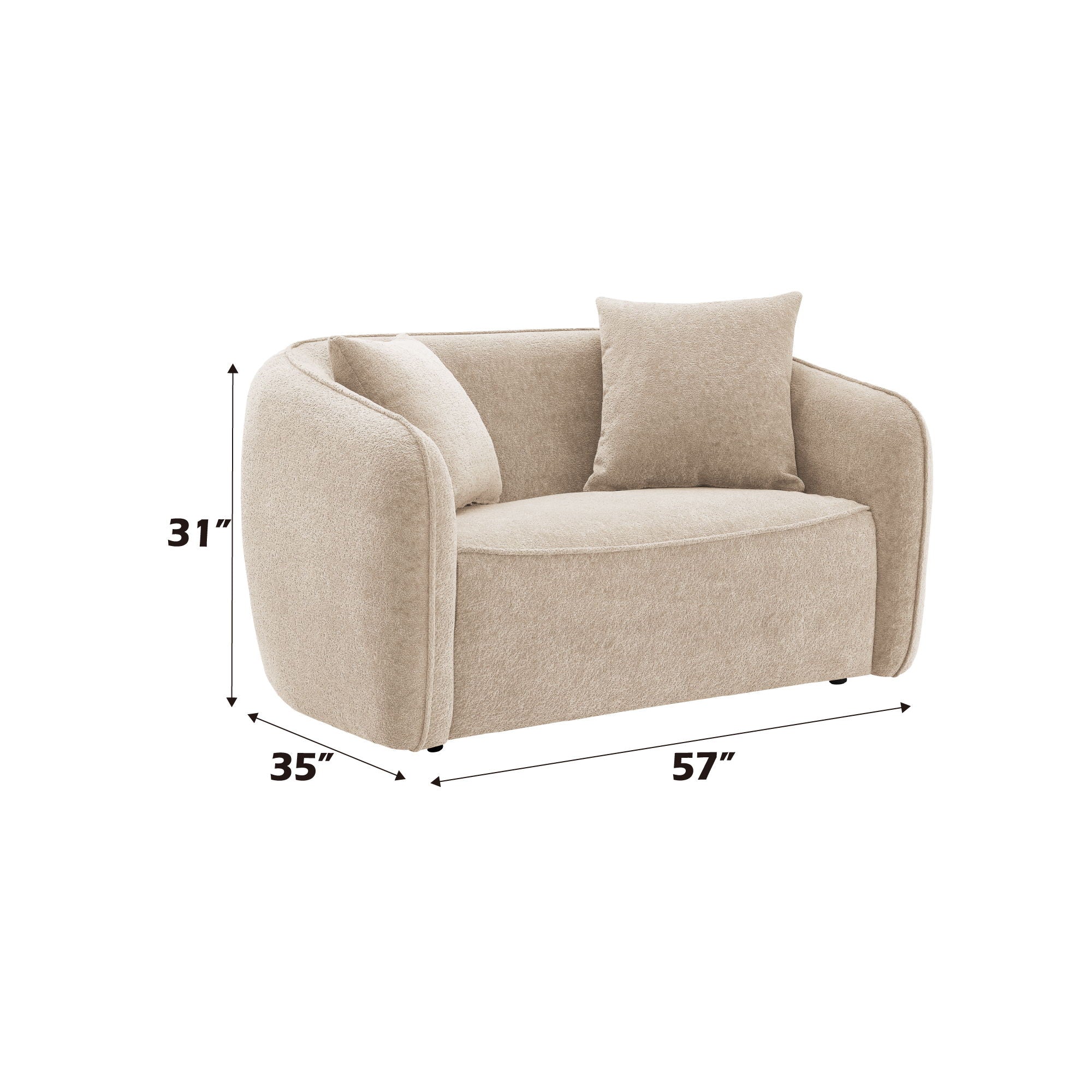 Keith - Loveseat With 2 Matching Color Toss Pillows - Image 5
