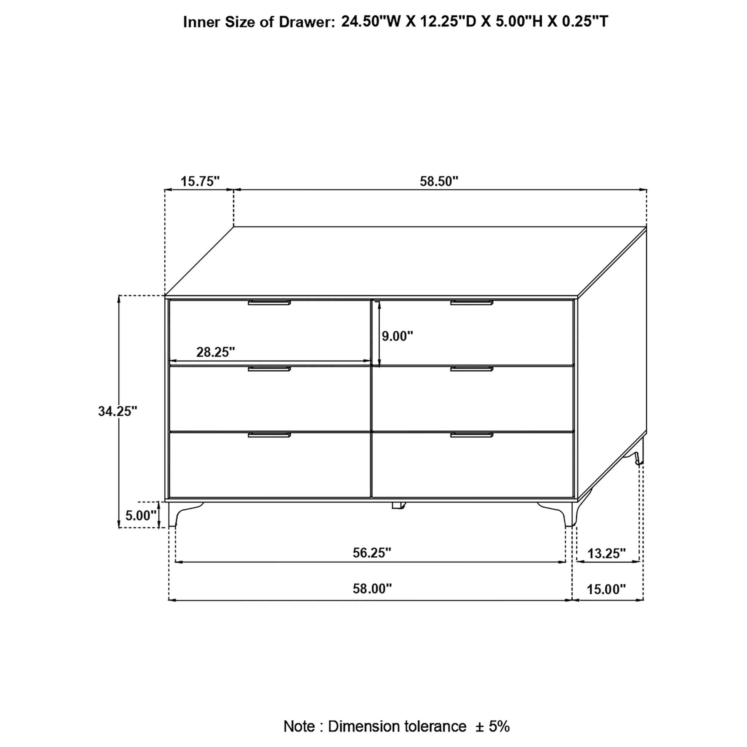 Kendall 6-Drawer Dresser in White - Image 8