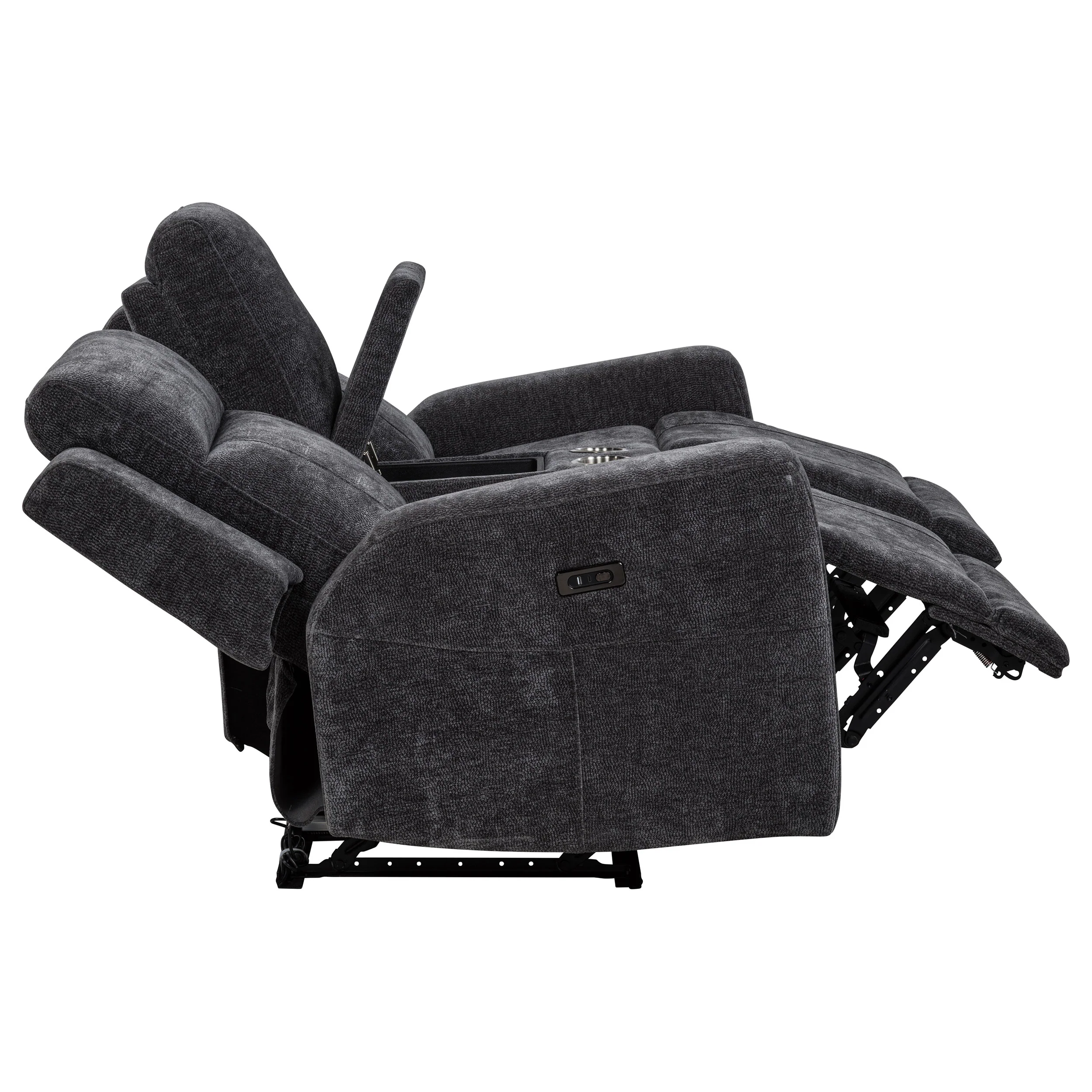 Kennett Chenille Power Reclining Loveseat in Dark Grey - Image 10
