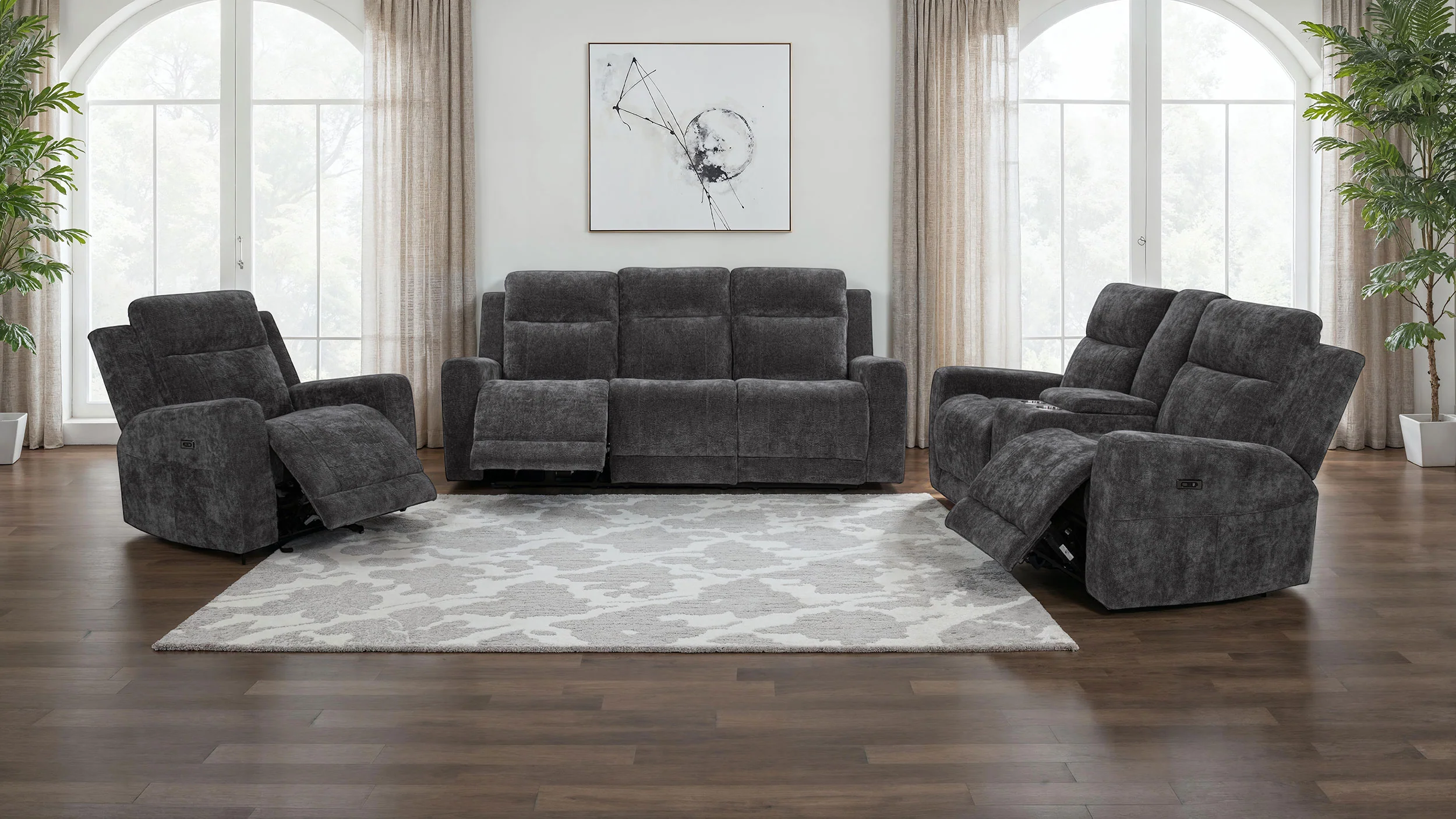 Kennett Chenille Power Reclining Loveseat in Dark Grey - Image 12