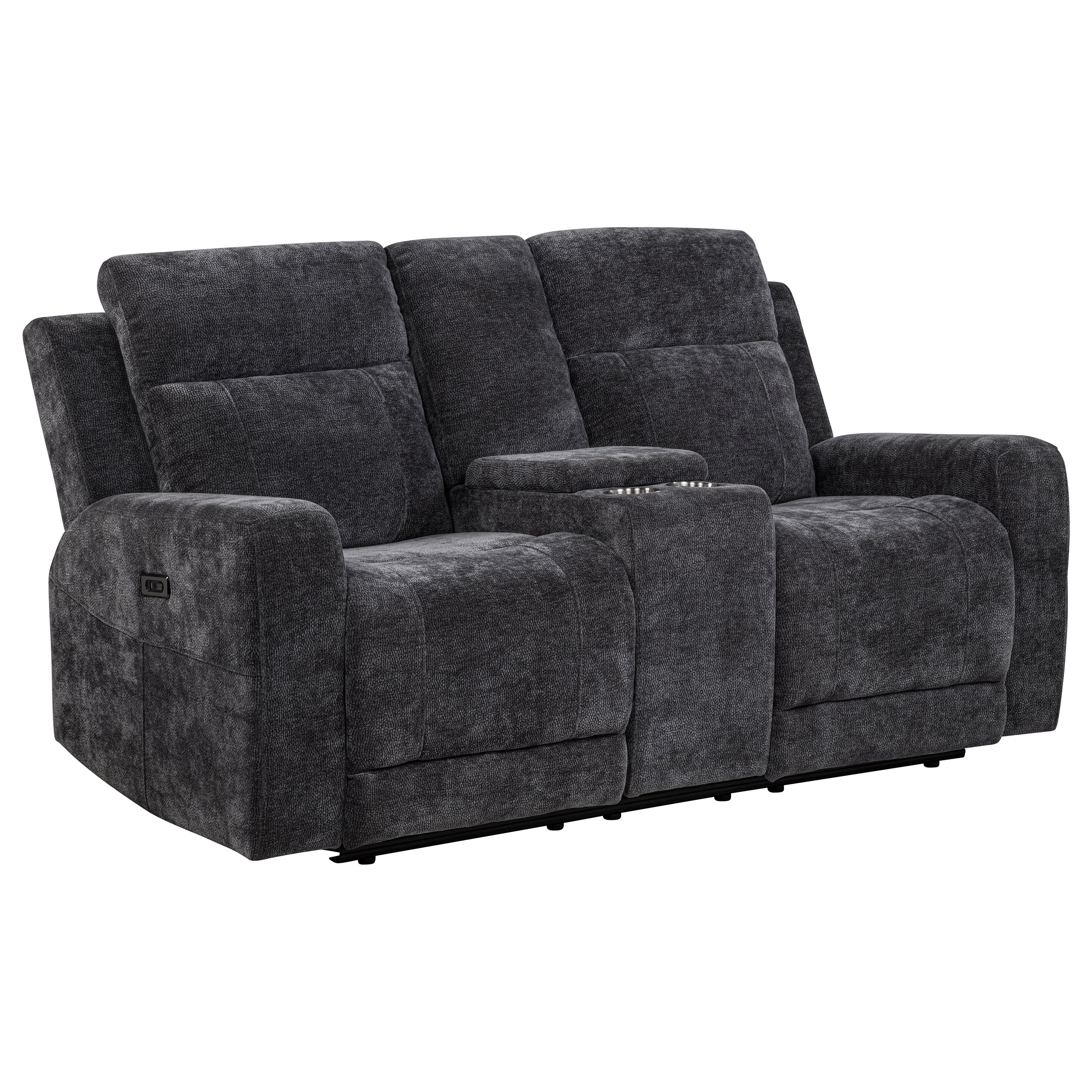 Kennett Chenille Power Reclining Loveseat in Dark Grey - Image 2