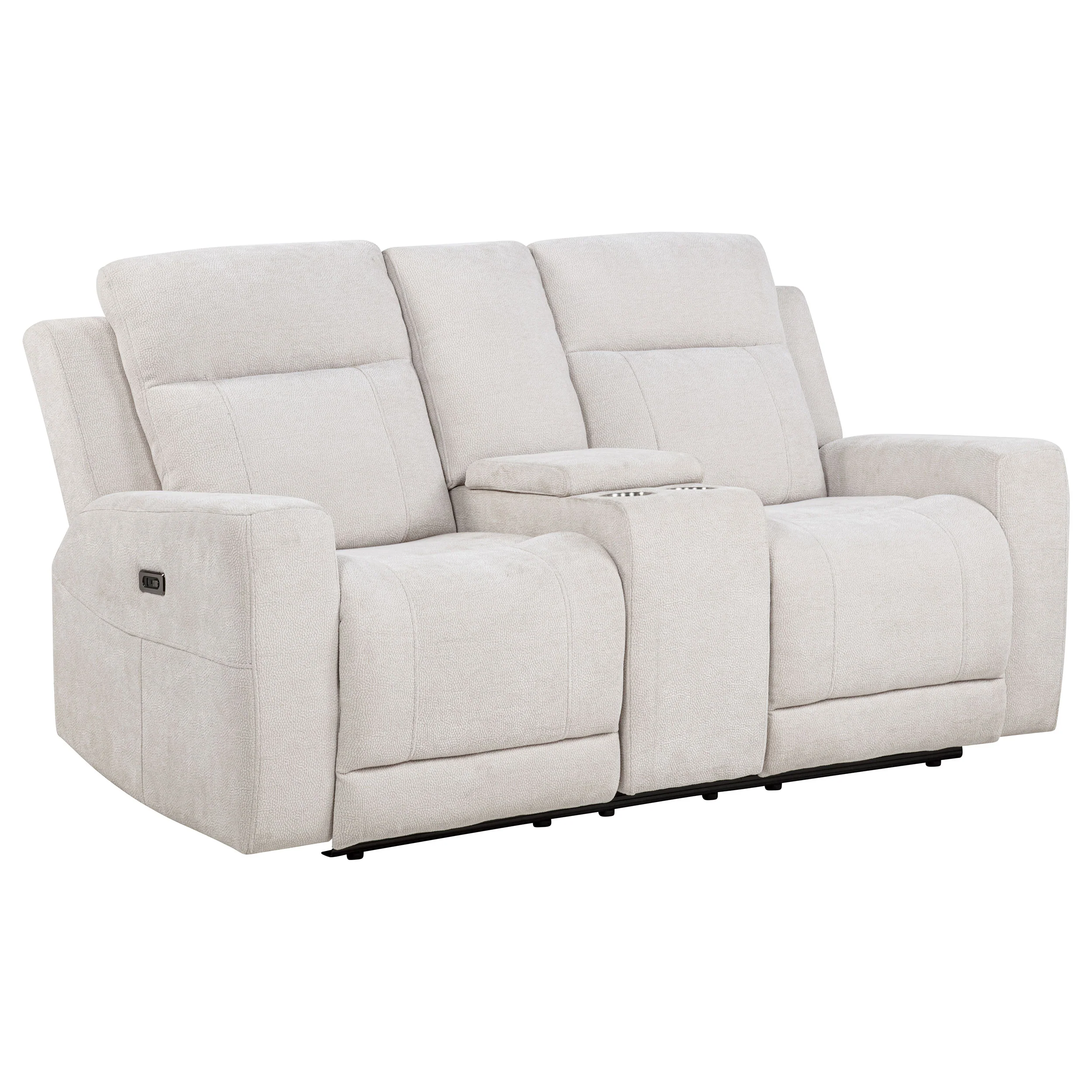 Kennett Chenille Power Reclining Loveseat in Ivory - Image 5