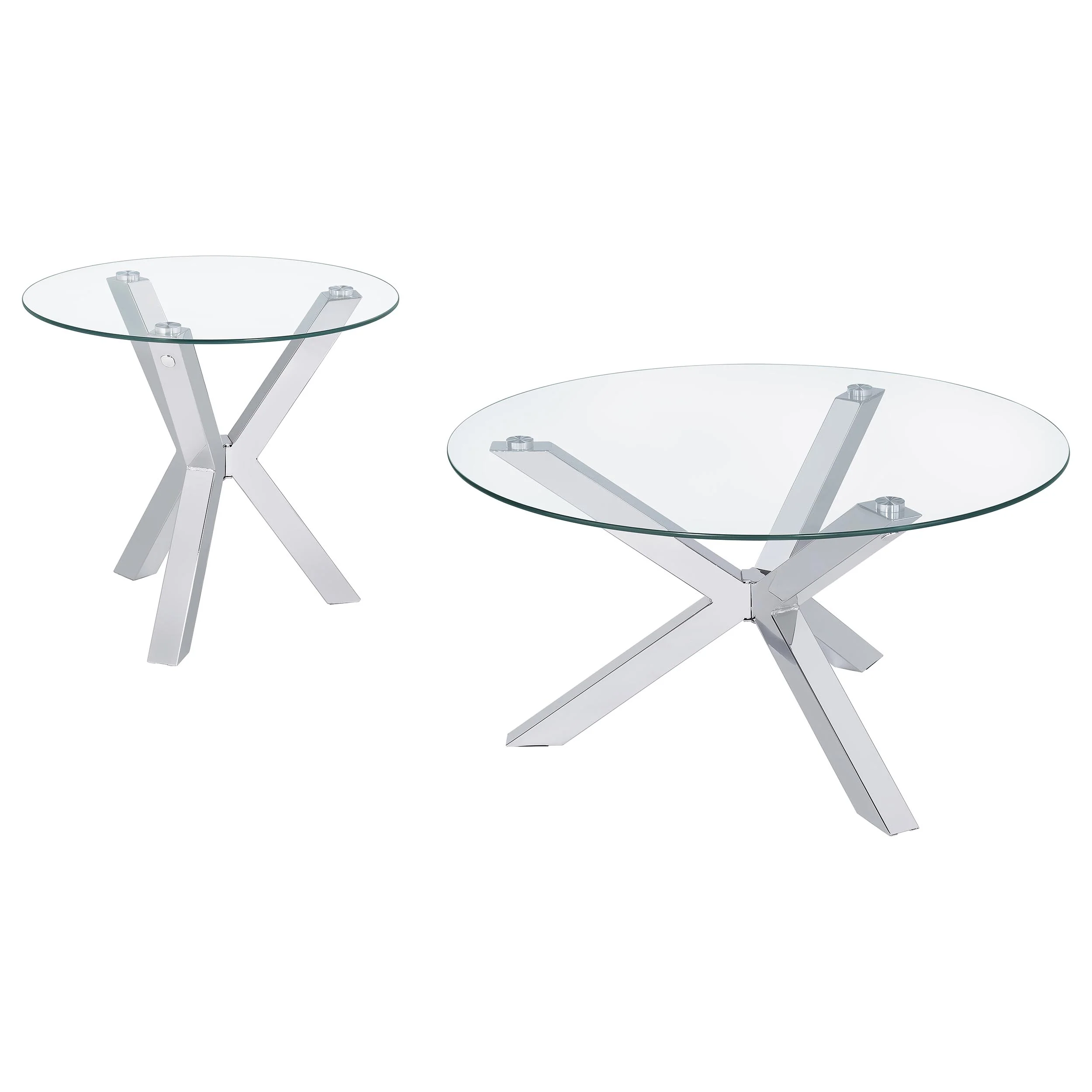 Kenzie 2-Piece Round Coffee and End Table Set Chrome - Image 3