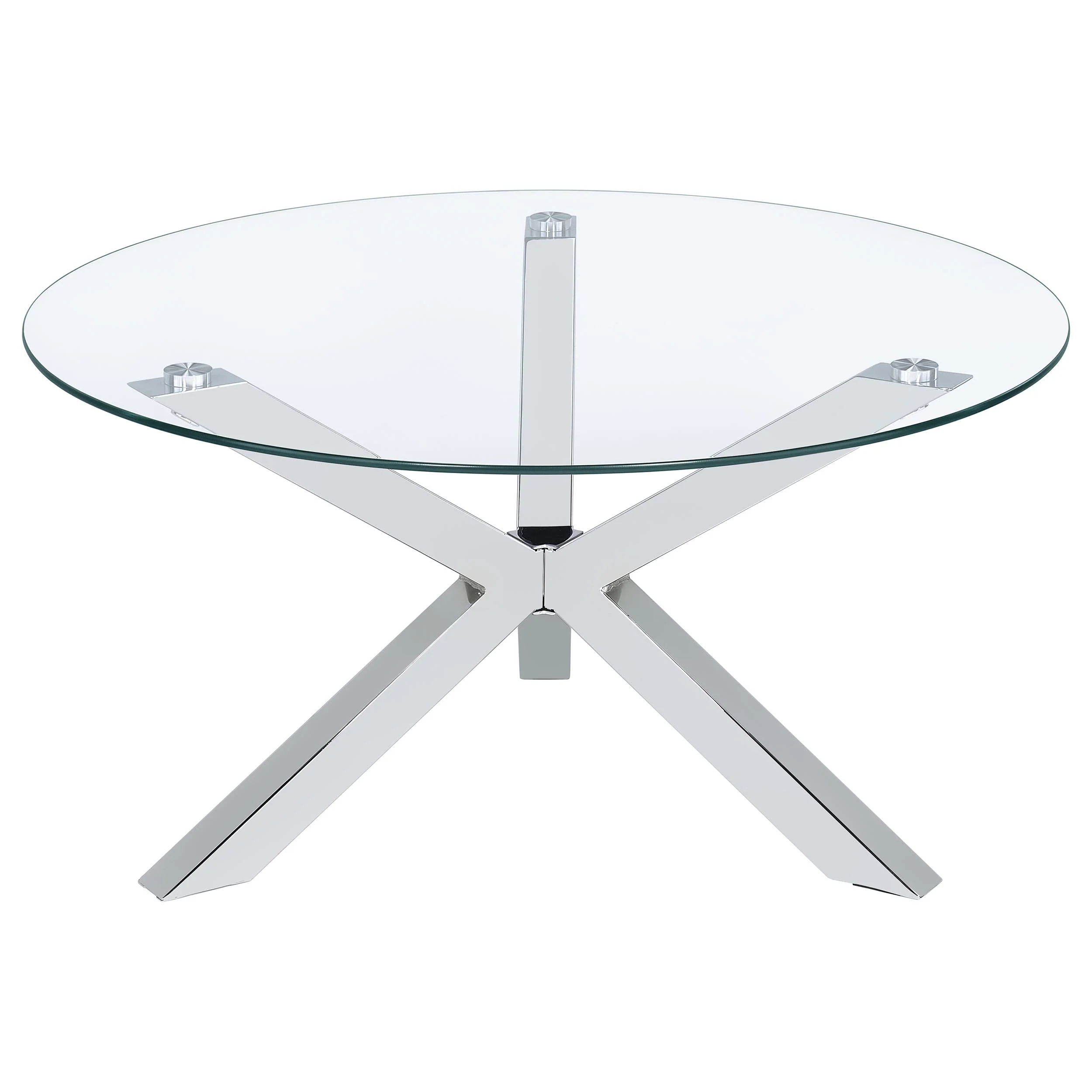 Kenzie Round Tempered Glass Top Cocktail Table Chrome - Image 3