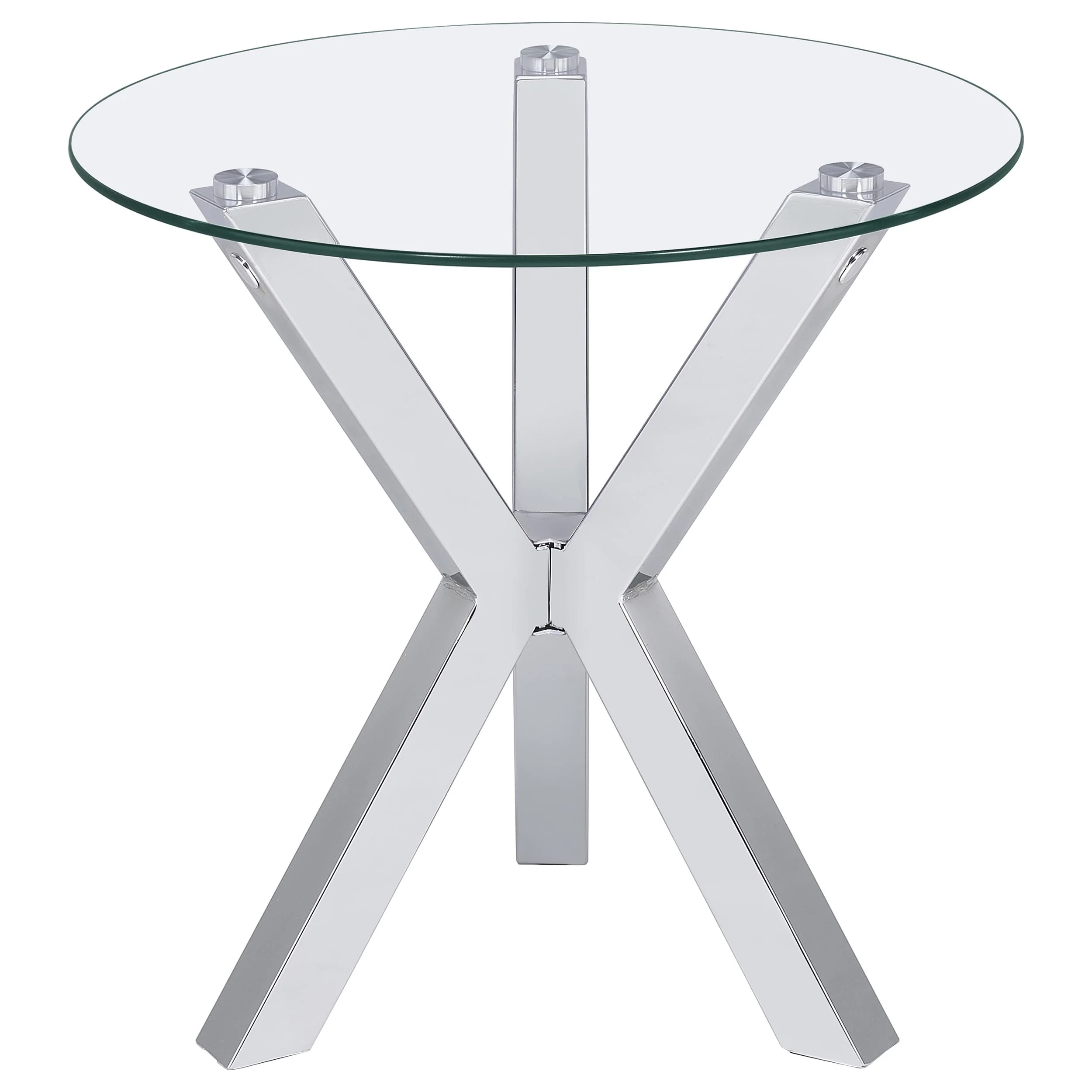 Kenzie Round Tempered Glass Top End Table Chrome - Image 4