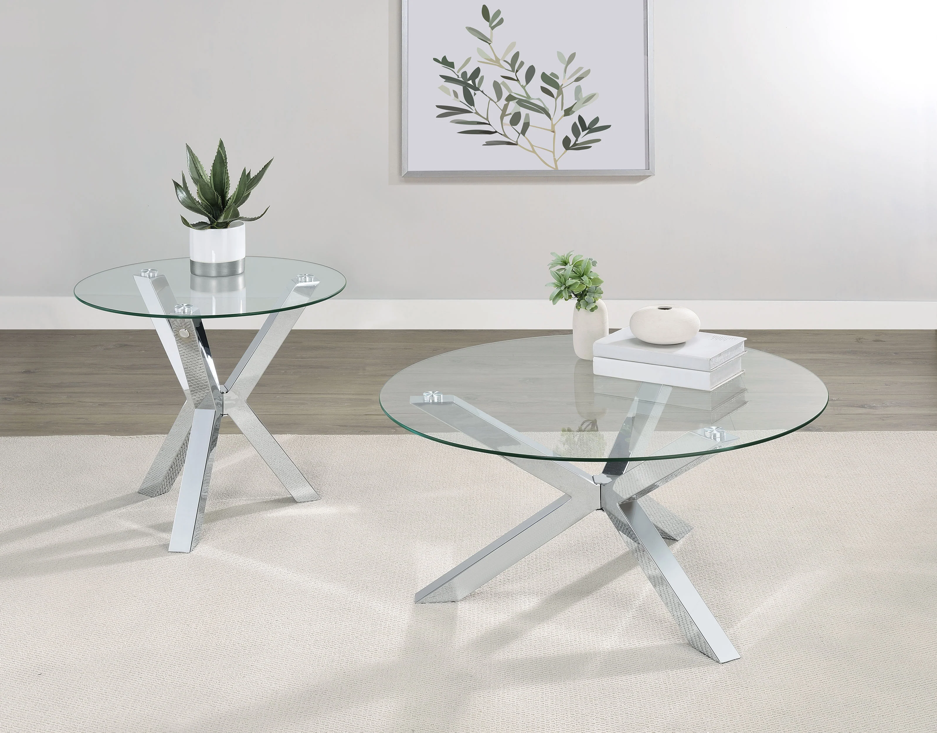 Kenzie Round Tempered Glass Top End Table Chrome - Image 7