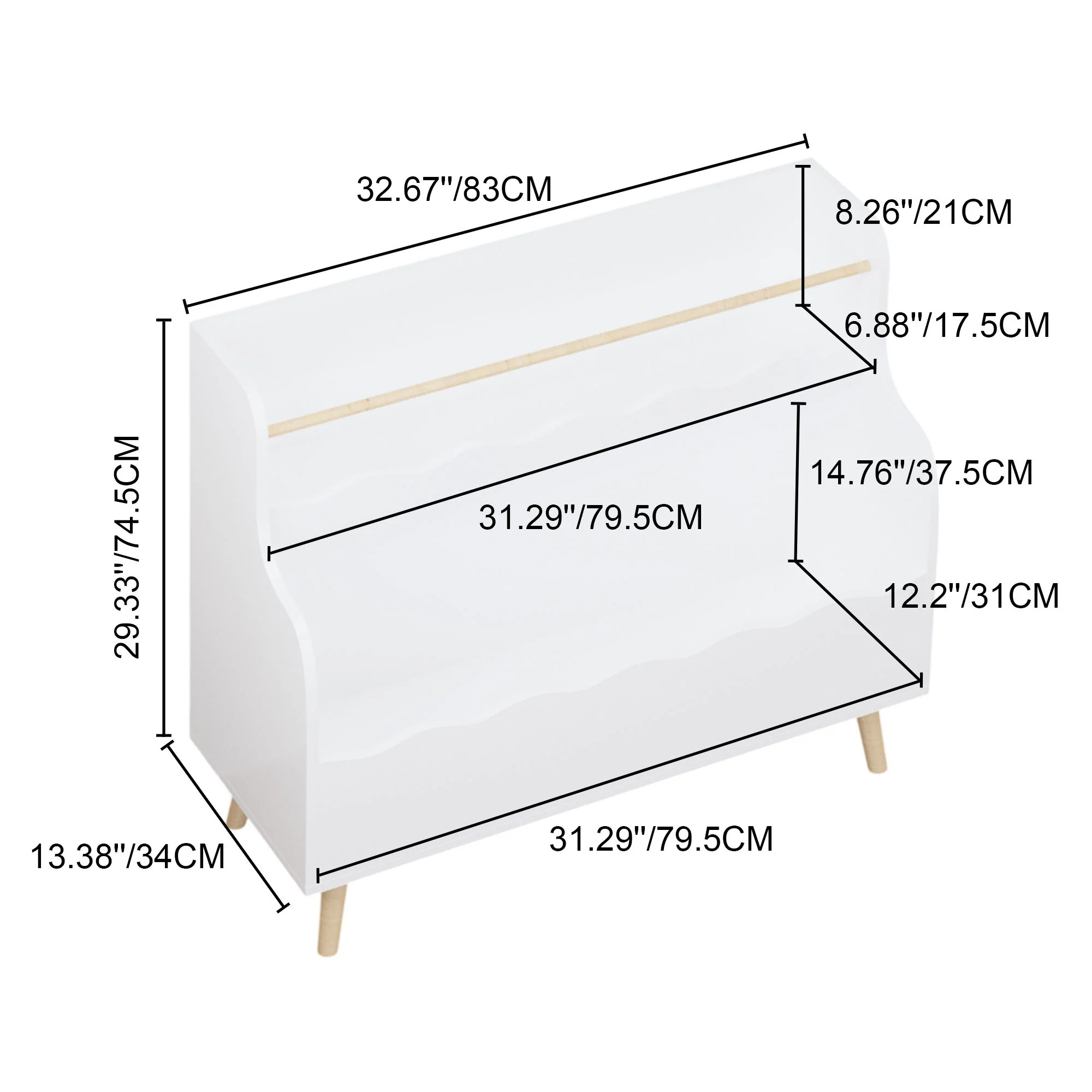 Kids Bookcase, Children Book Organizer Toy Storage Cabinet - White - Image 8