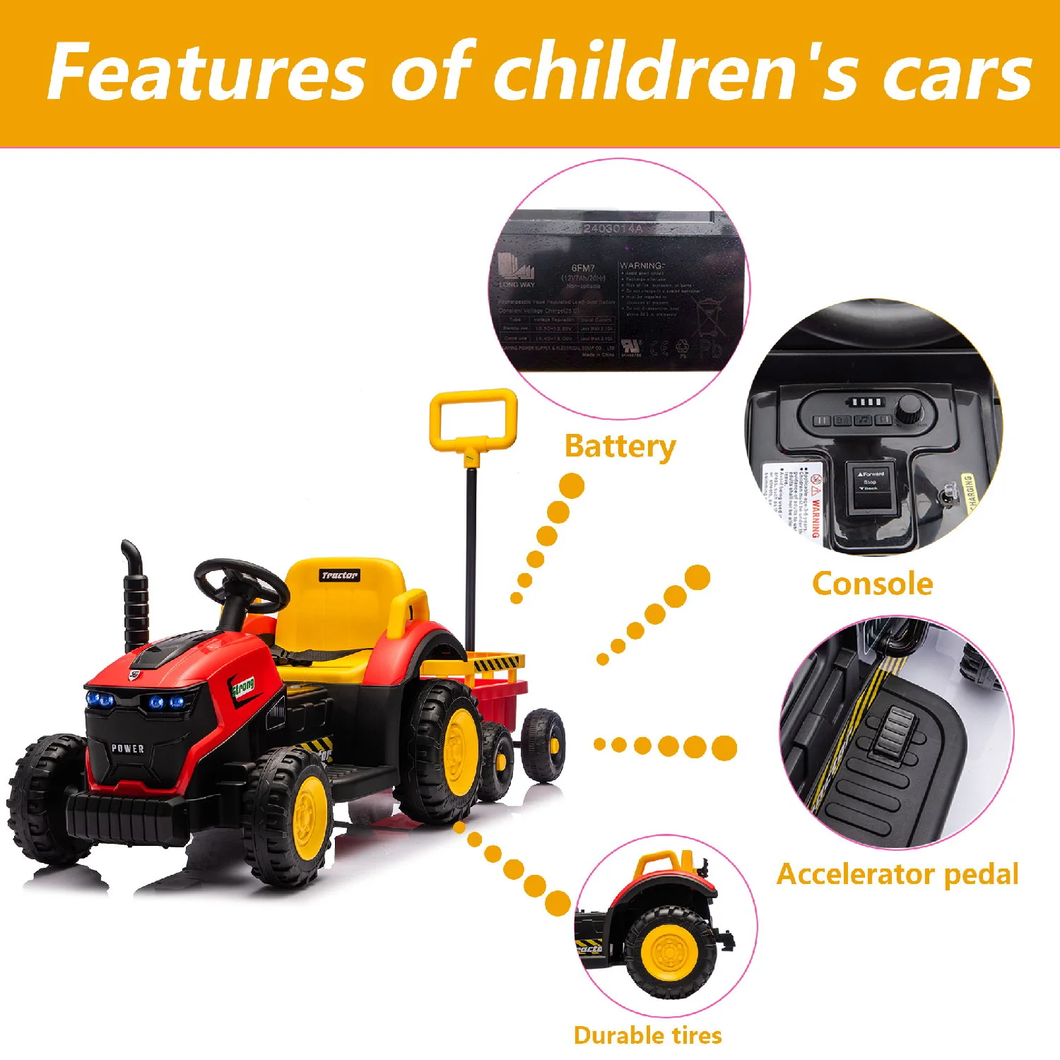 Kids Electric Ride On Tractor With Trailer - Image 5