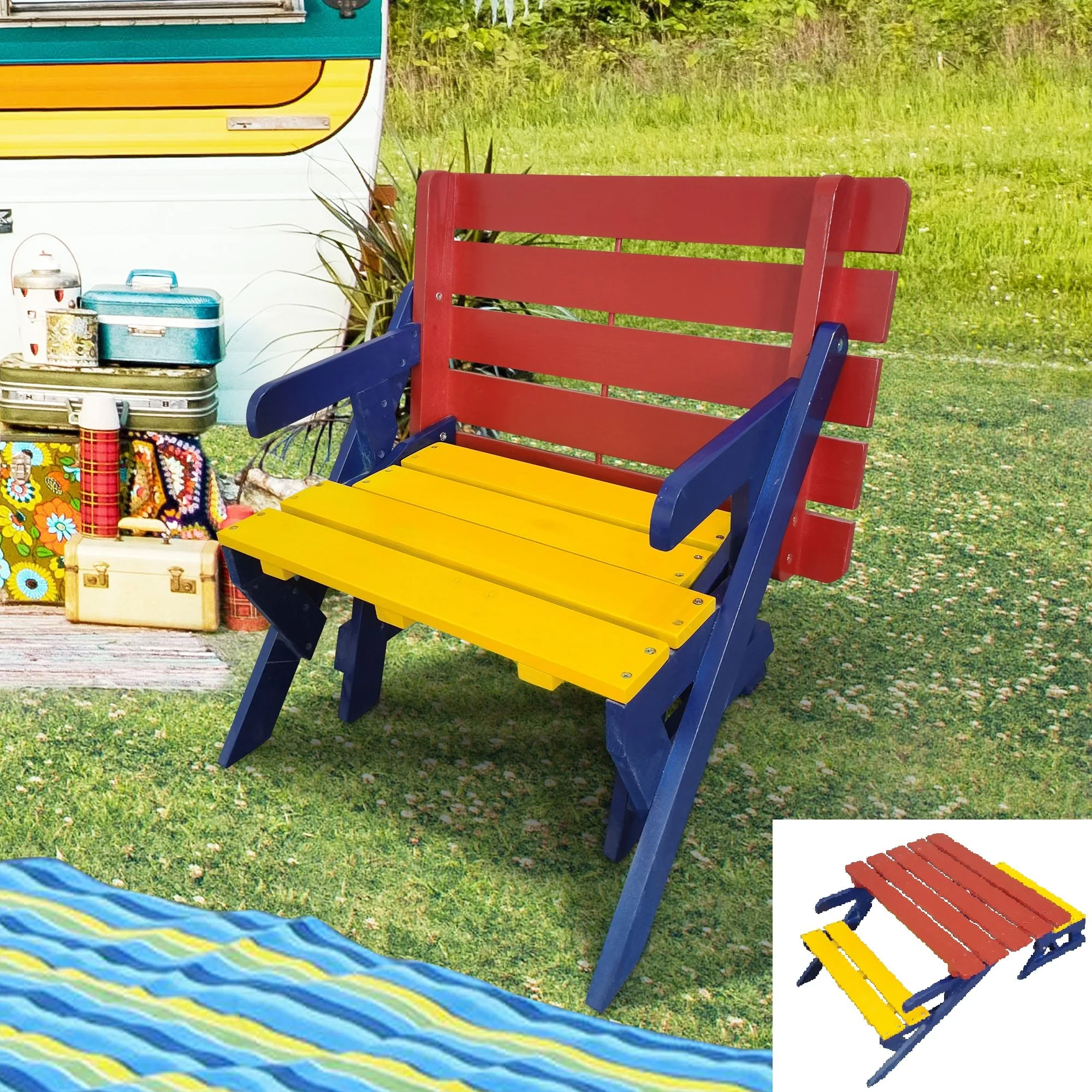 Kids Multi-Functional Arm Chair, Table With 2 Benches All-In-One Set - Image 9