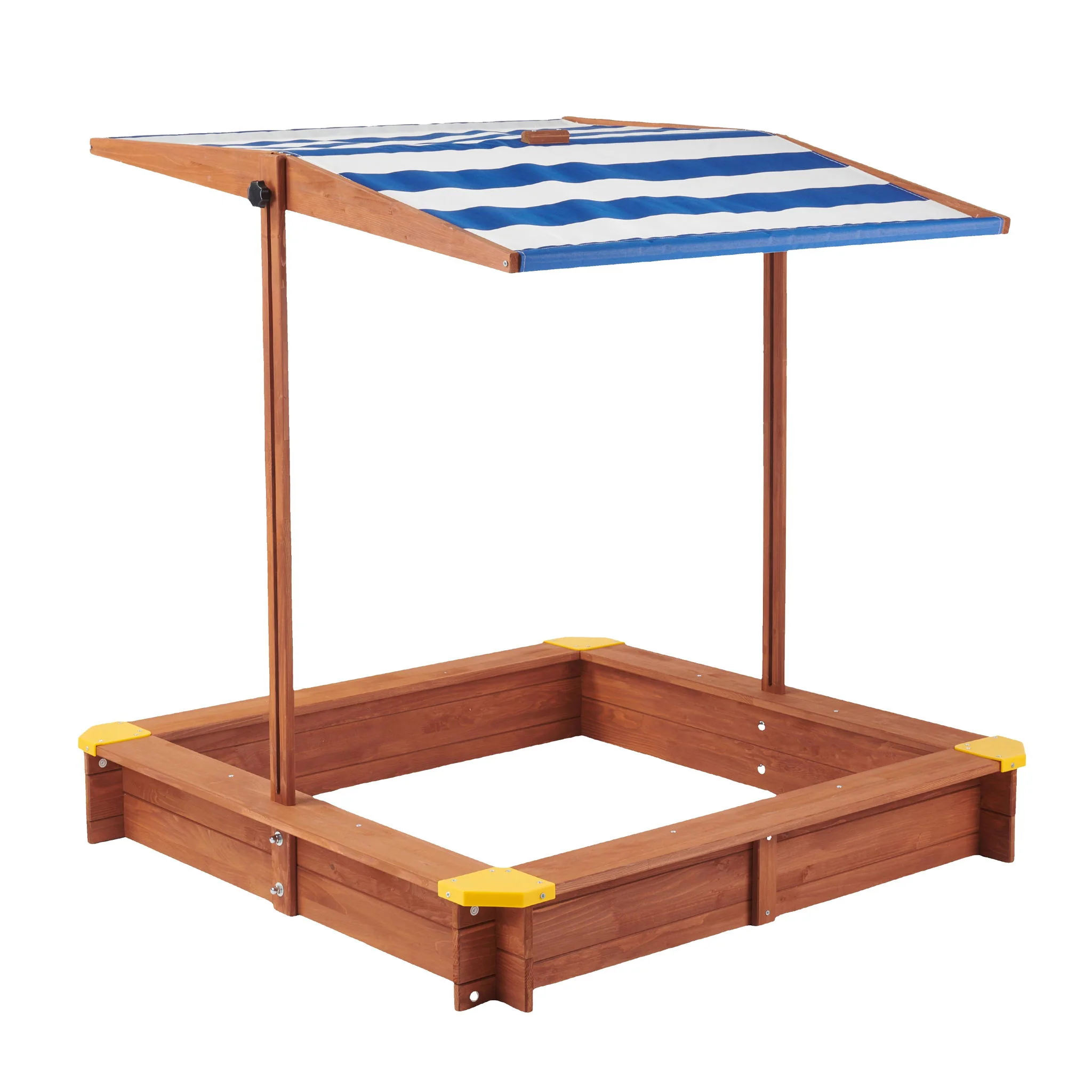 Kids Sandbox With Cover, Sand Box With Adjustable Canopy, Large Outdoor Cedar Sandpit For Backyard Play - Reddish Brown - Image 8