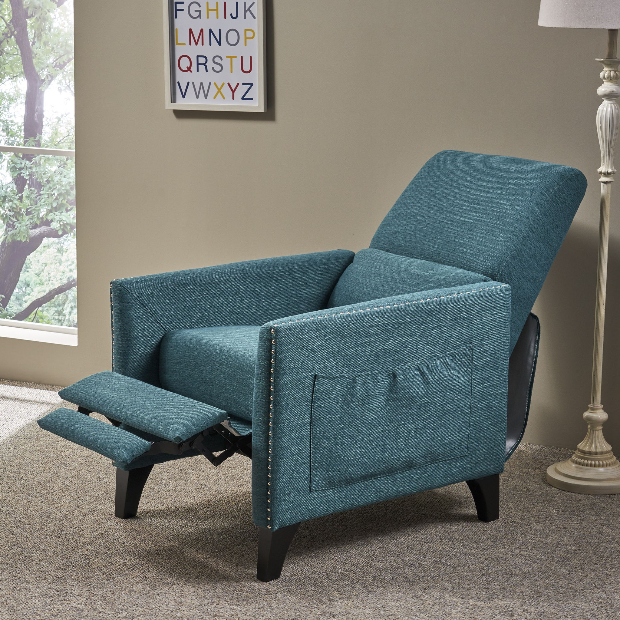 Kiersten - Contemporary Fabric Pushback Recliner - Image 17